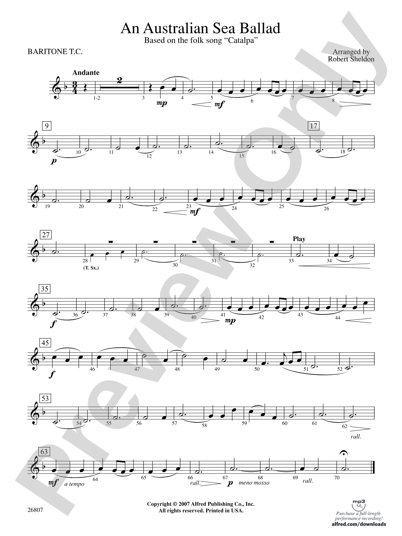 An Australian Sea Ballad: Baritone T.C.
