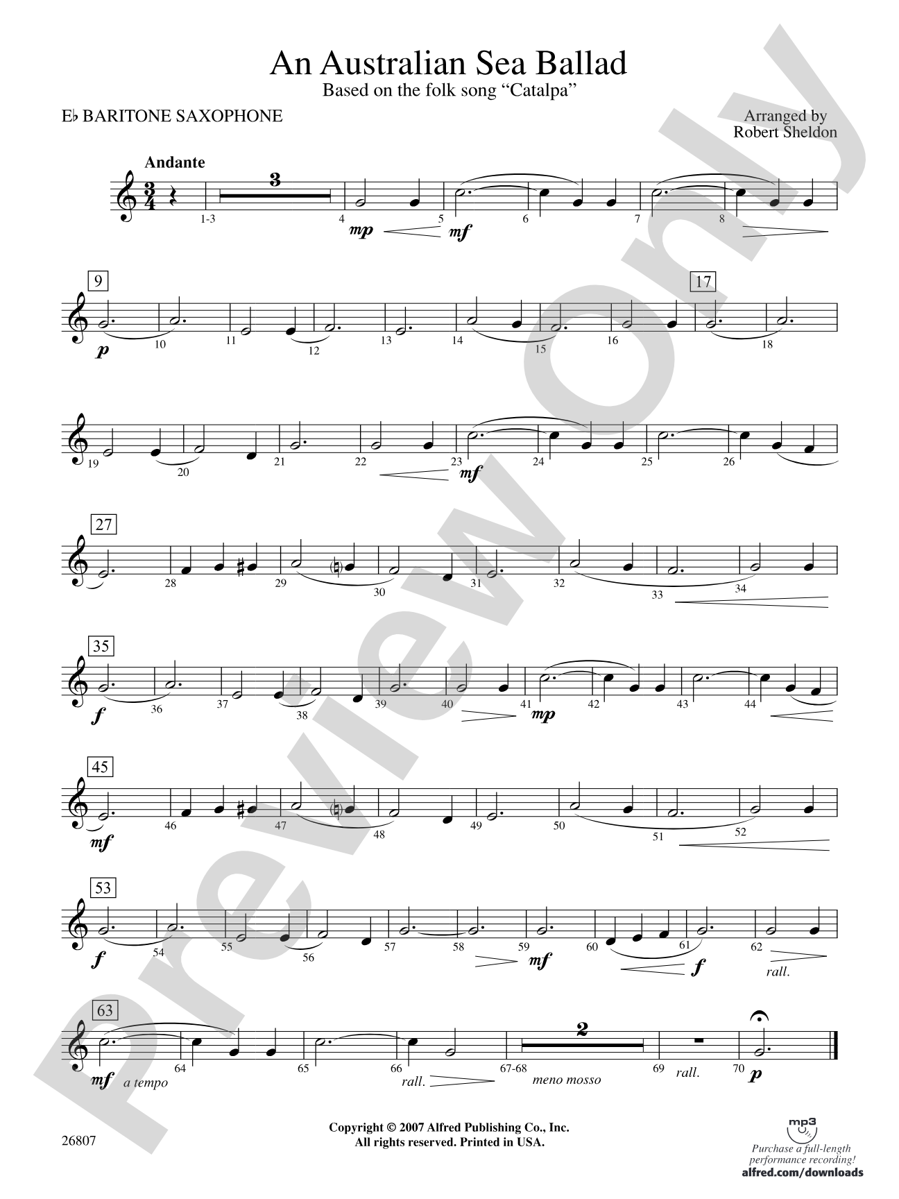 An Australian Sea Ballad: E-flat Baritone Saxophone