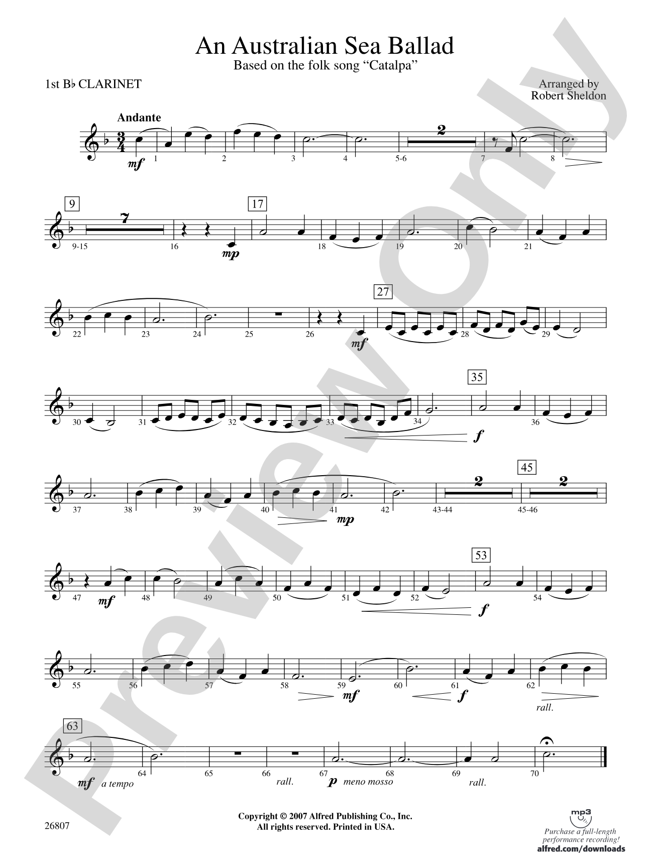 An Australian Sea Ballad: 1st B-flat Clarinet