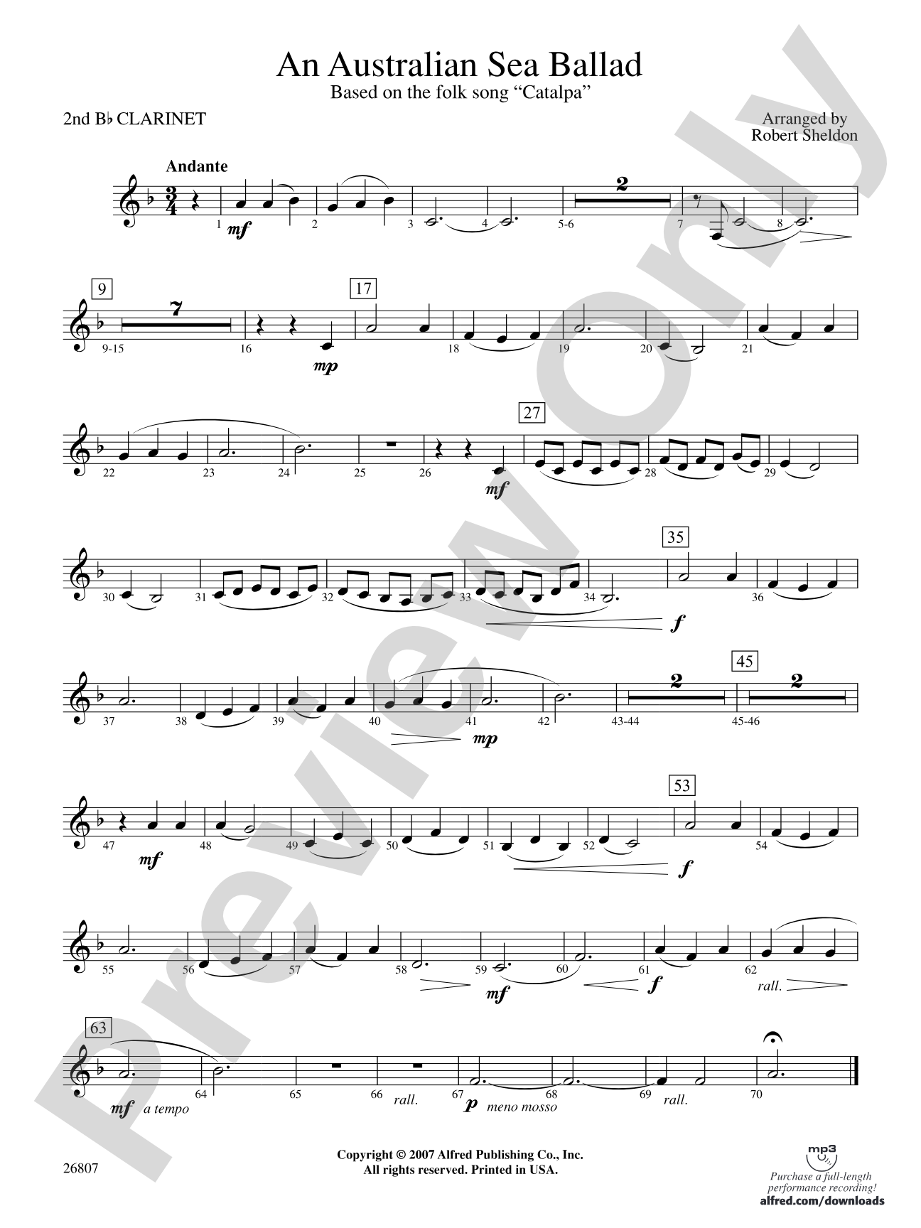 An Australian Sea Ballad: 2nd B-flat Clarinet