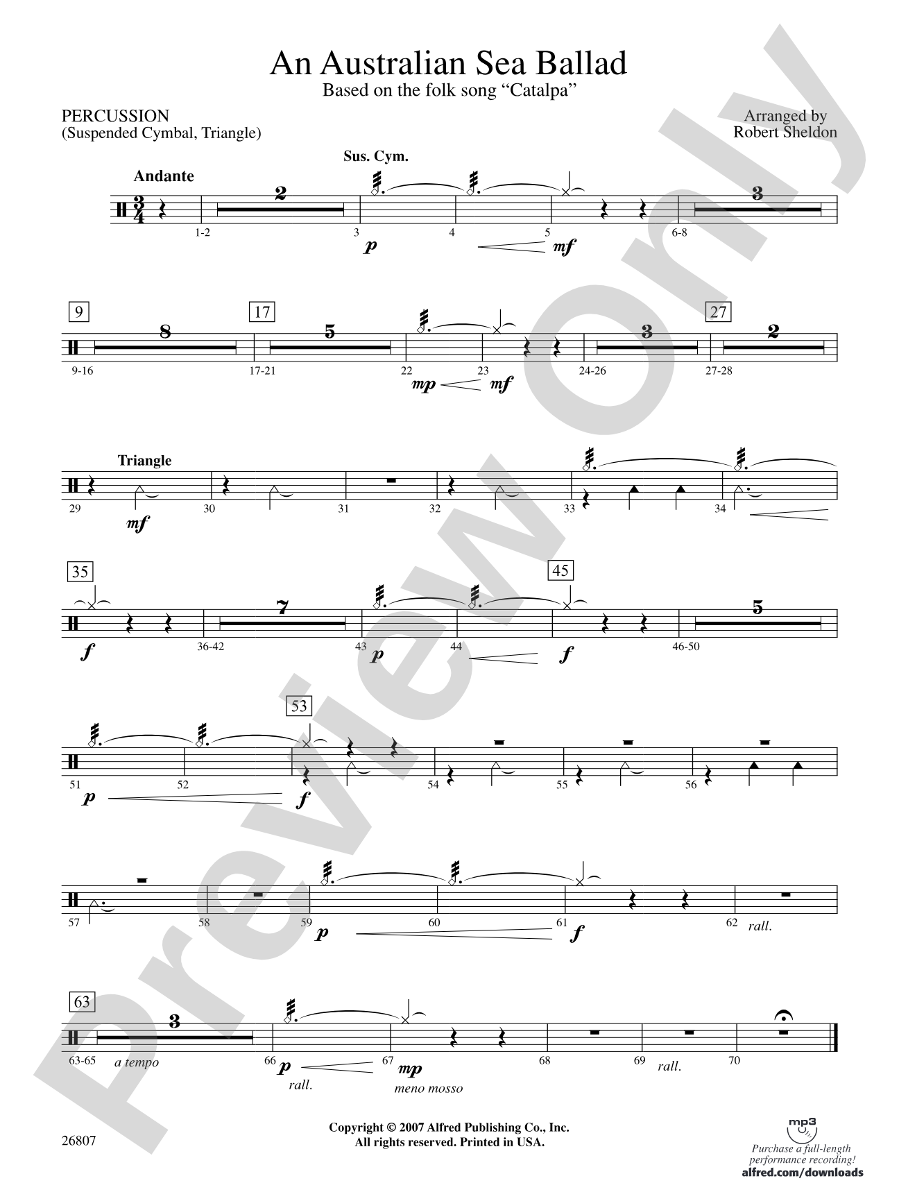 An Australian Sea Ballad: 1st Percussion