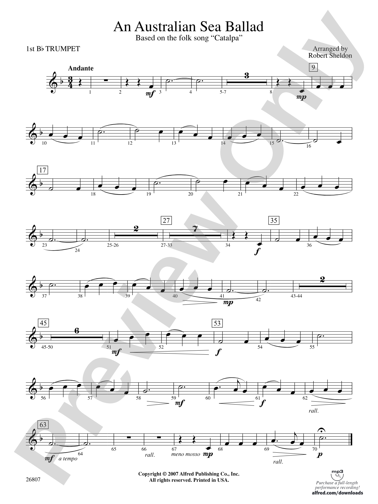 An Australian Sea Ballad: 1st B-flat Trumpet
