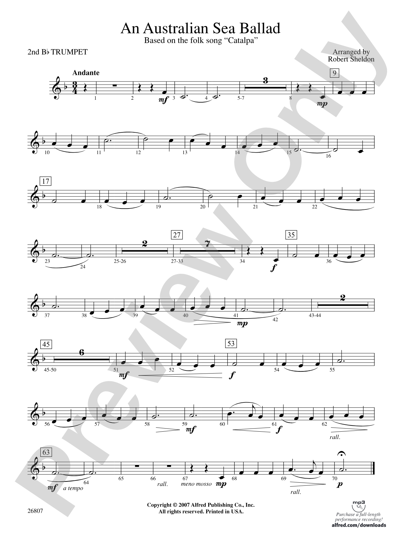 An Australian Sea Ballad: 2nd B-flat Trumpet