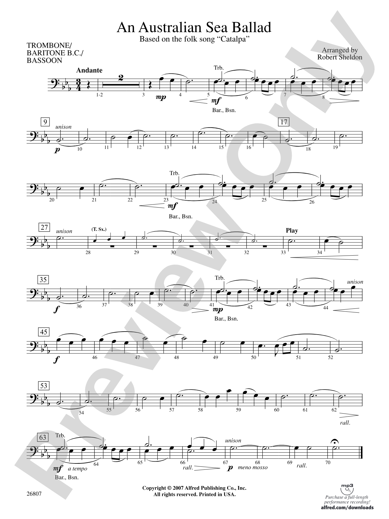 An Australian Sea Ballad: 1st Trombone