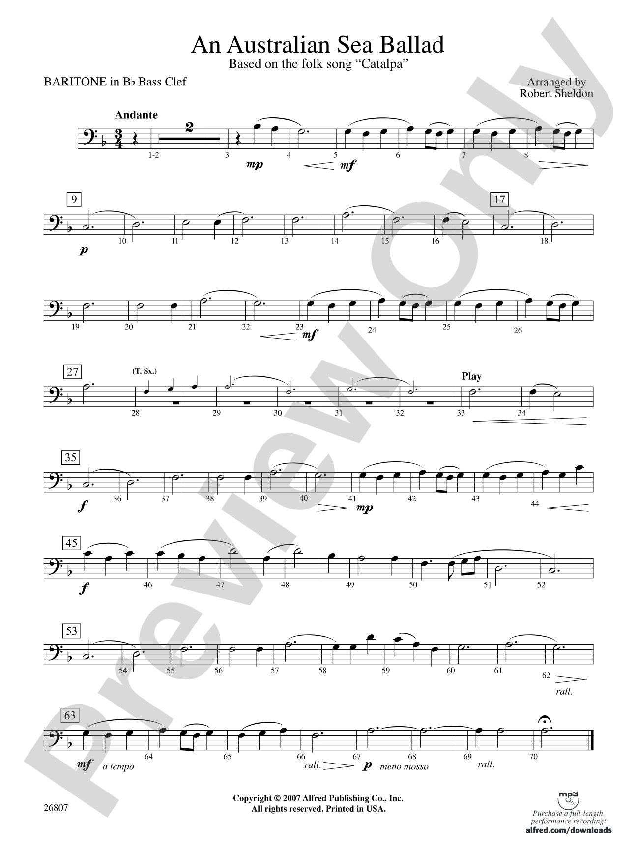 An Australian Sea Ballad: (wp) B-flat Baritone B.C.
