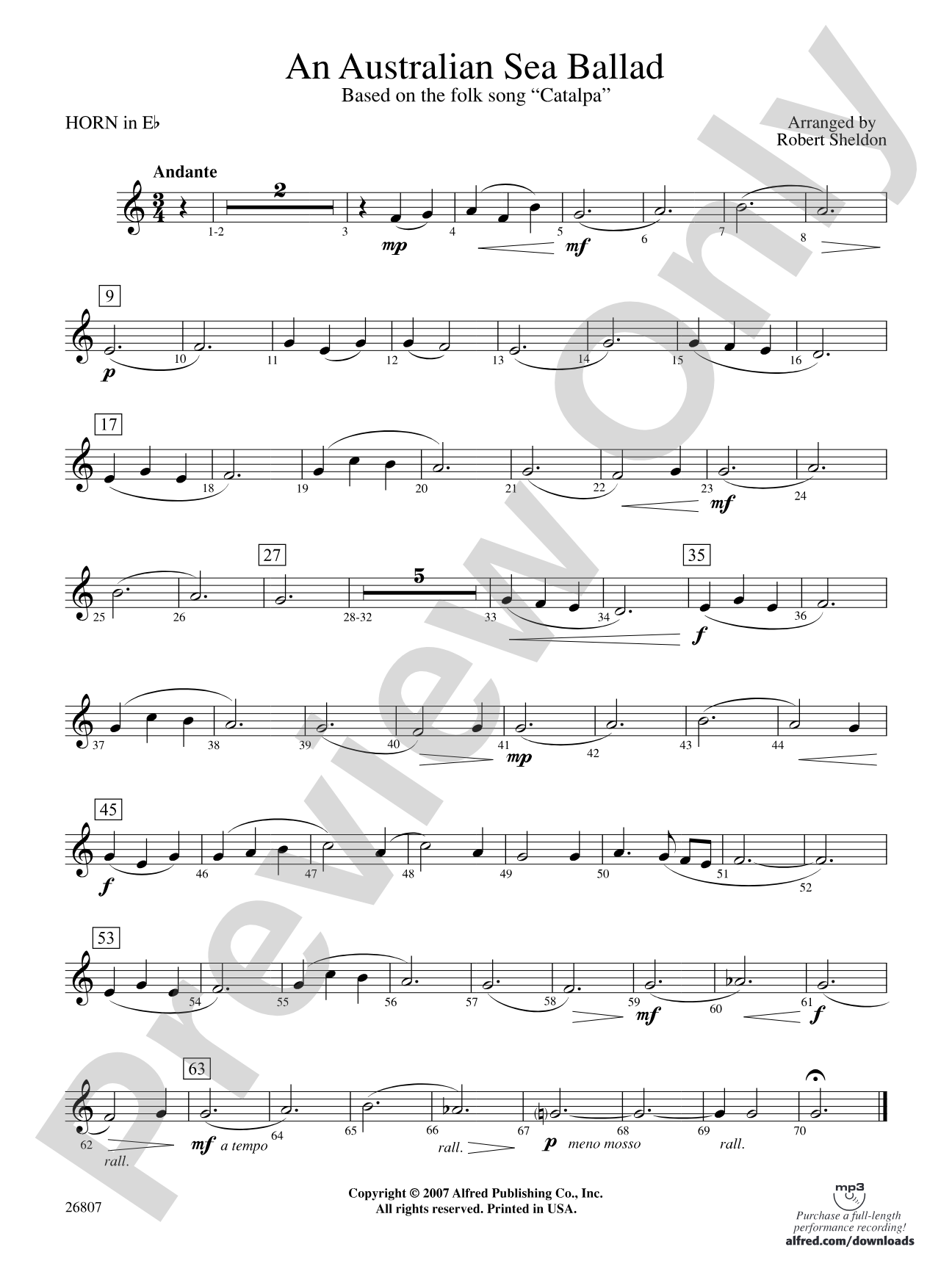 An Australian Sea Ballad: (wp) 1st Horn in E-flat