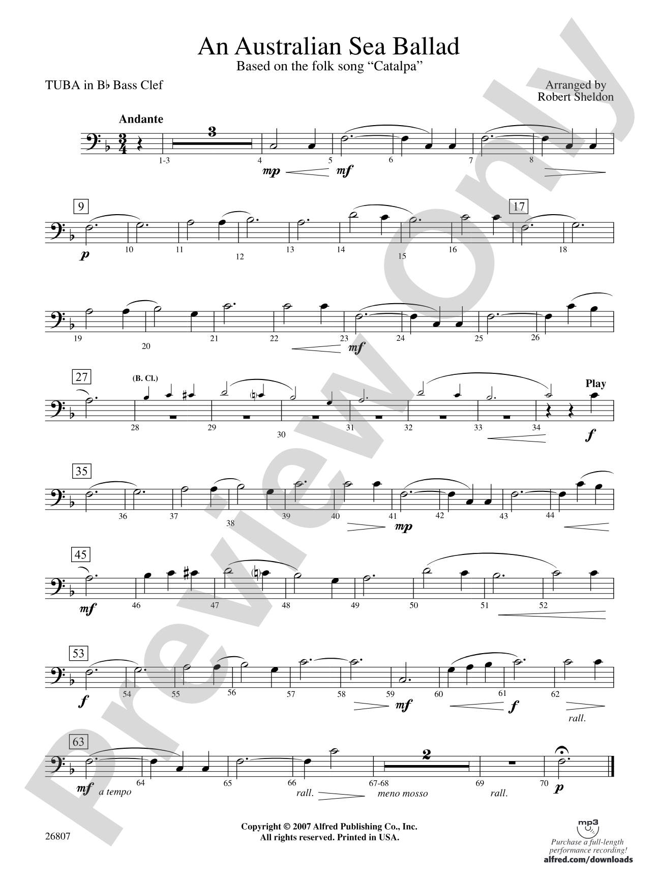 An Australian Sea Ballad: (wp) B-flat Tuba B.C.