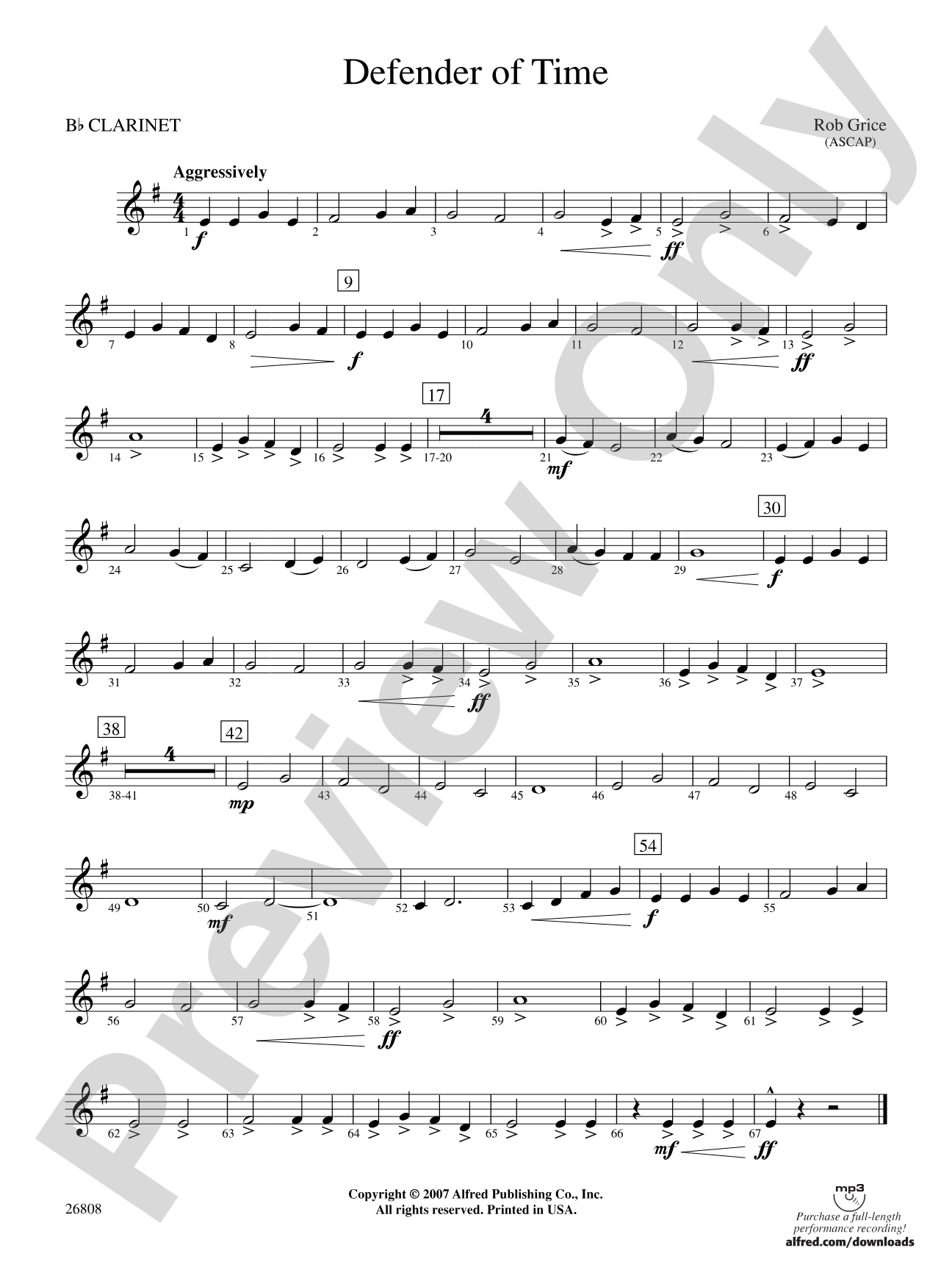 Defender of Time: 1st B-flat Clarinet