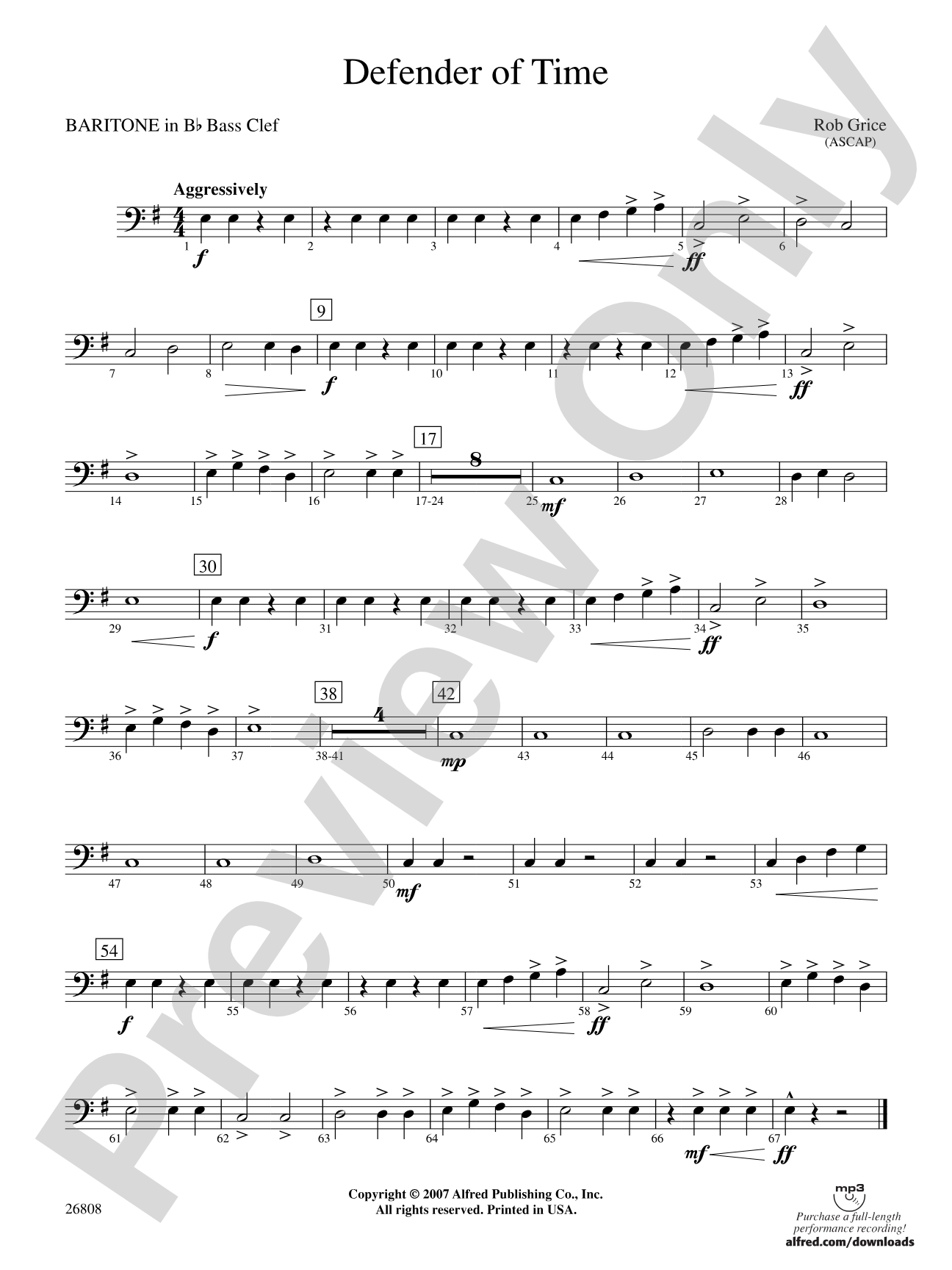 Defender of Time: (wp) B-flat Baritone B.C.