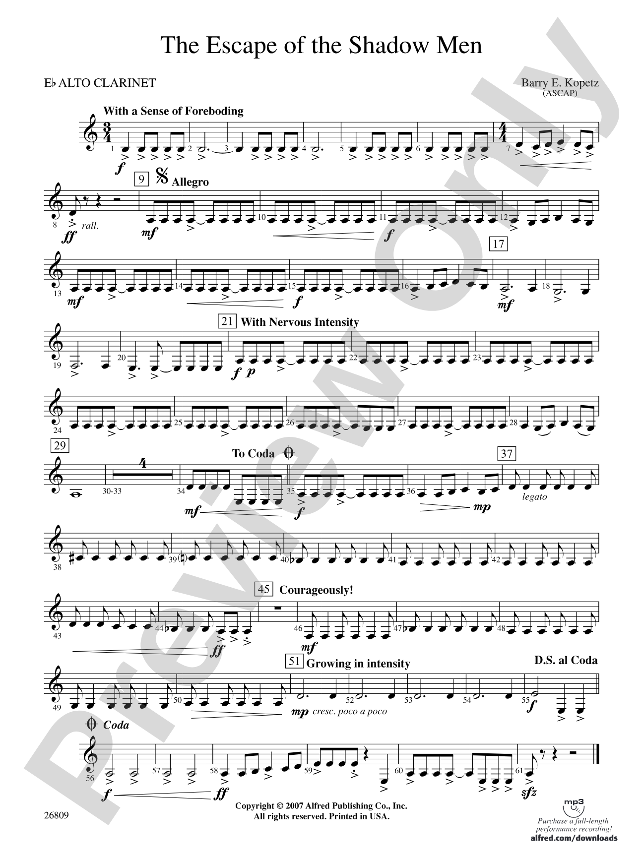 The Escape of the Shadow Men: E-flat Alto Clarinet