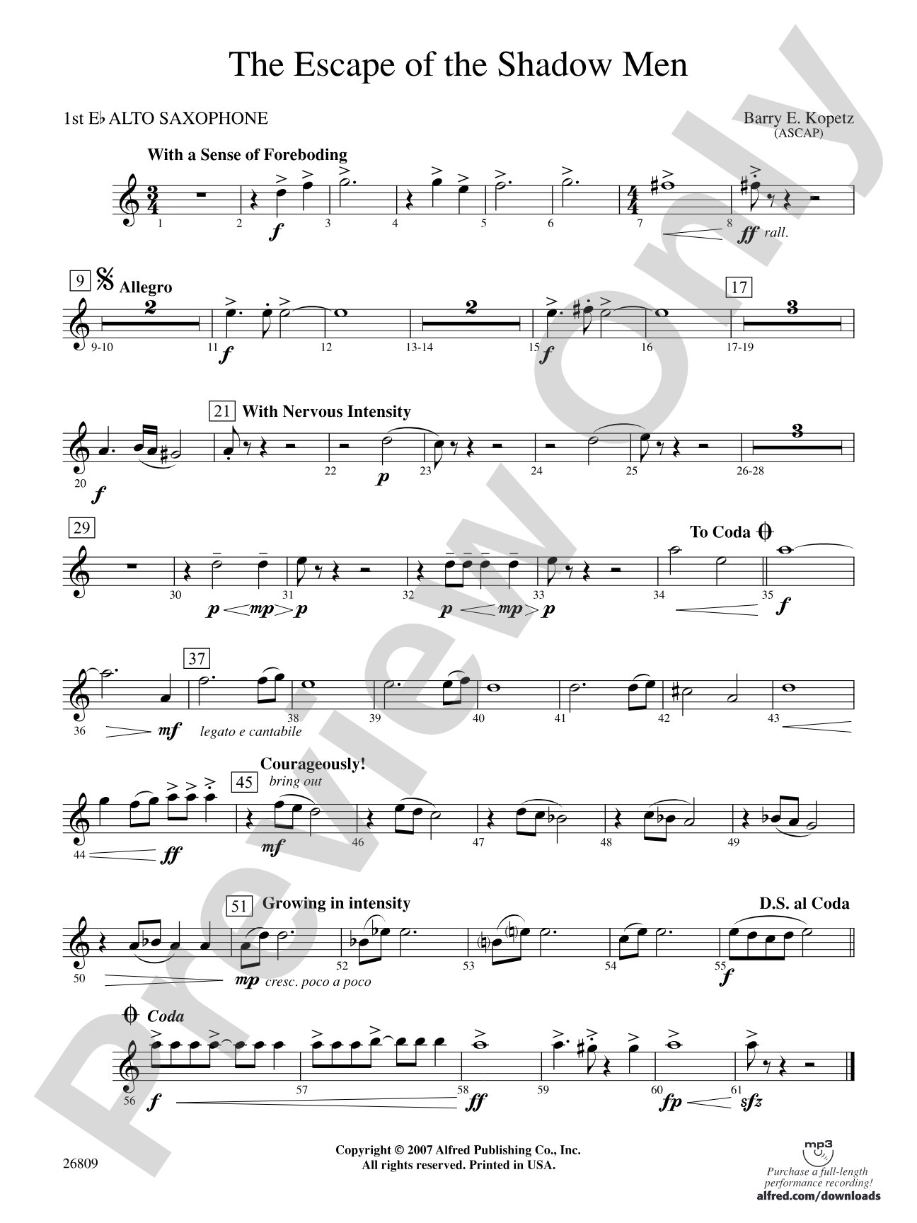 The Escape of the Shadow Men: E-flat Alto Saxophone
