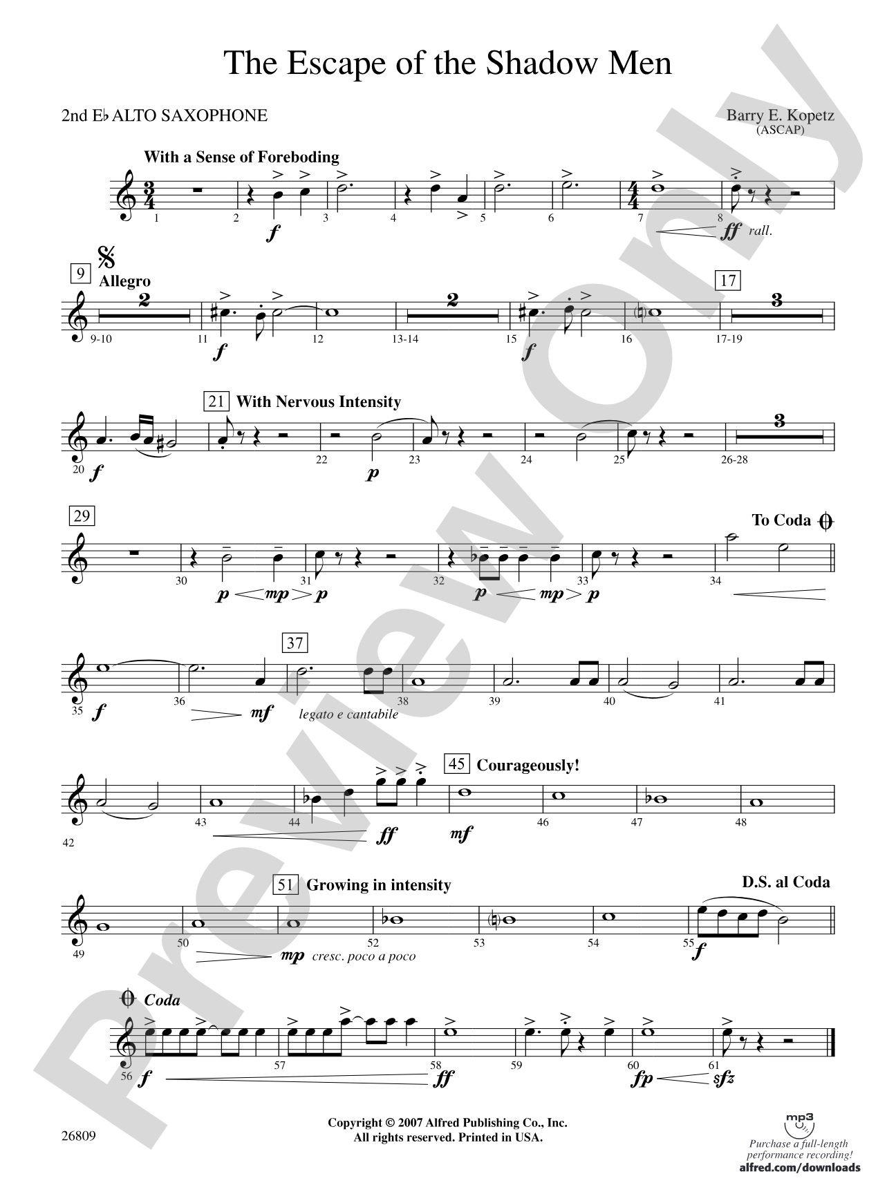The Escape of the Shadow Men: 2nd E-flat Alto Saxophone