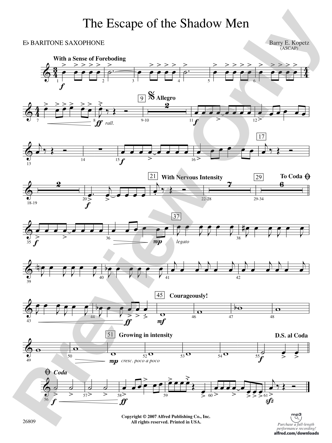 The Escape of the Shadow Men: E-flat Baritone Saxophone