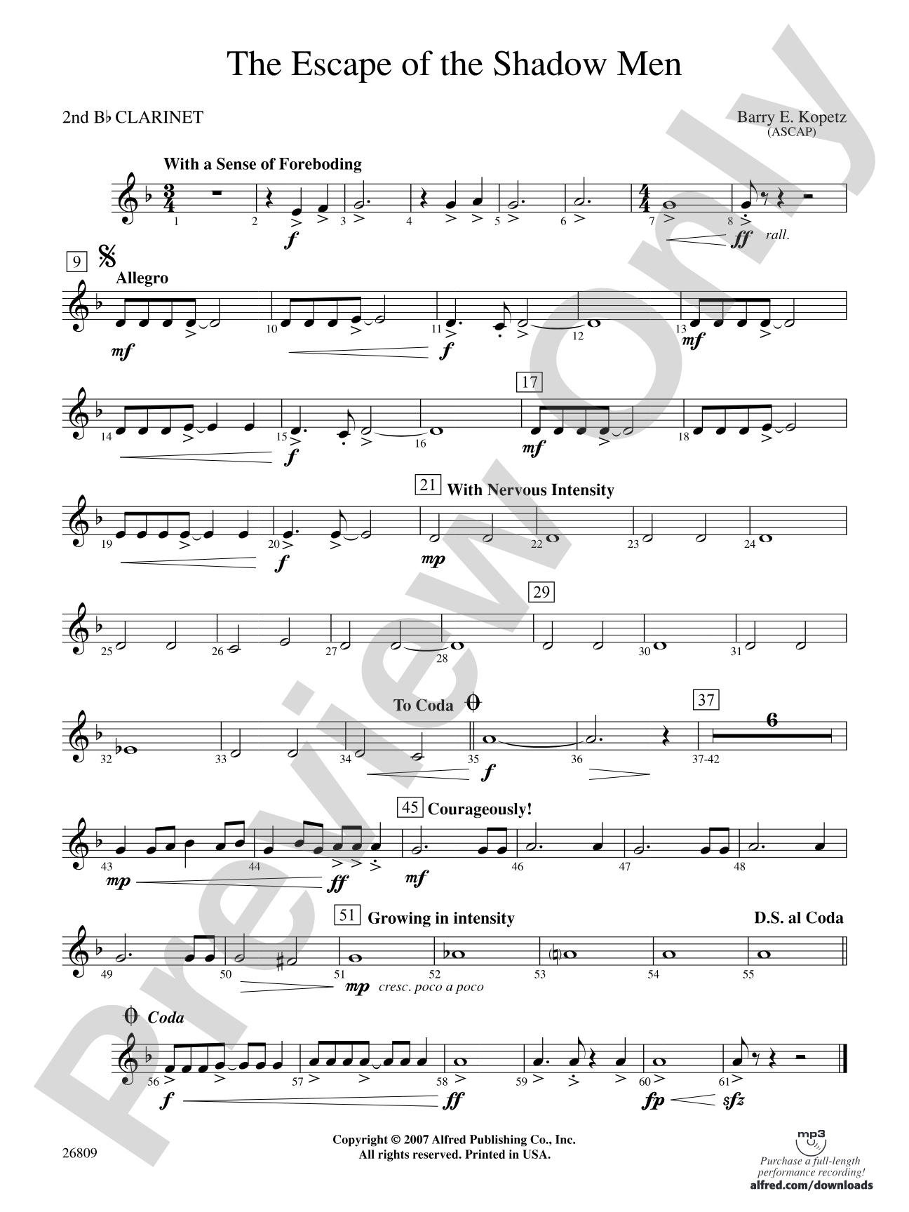 The Escape of the Shadow Men: 2nd B-flat Clarinet