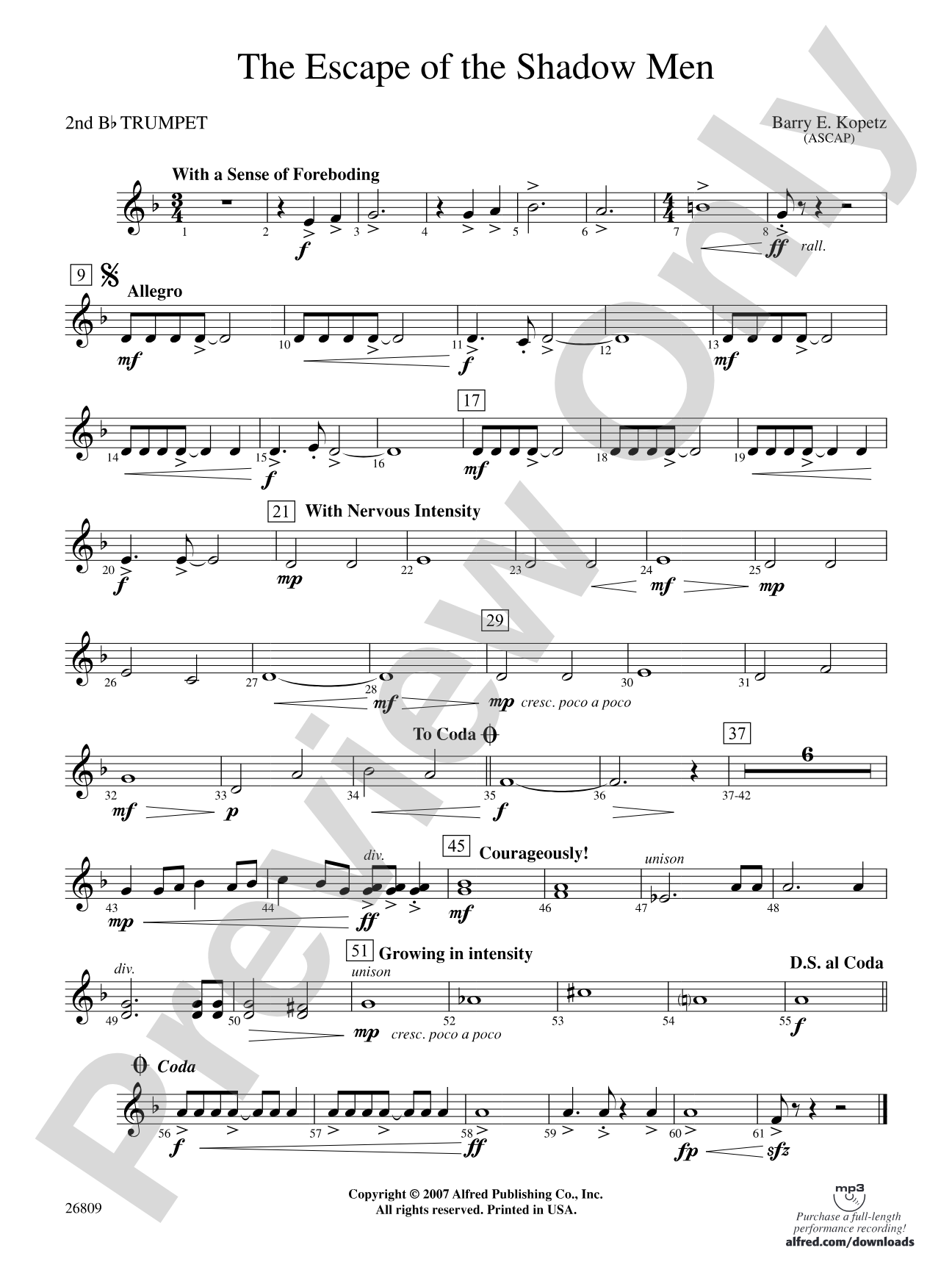 The Escape of the Shadow Men: 2nd B-flat Trumpet