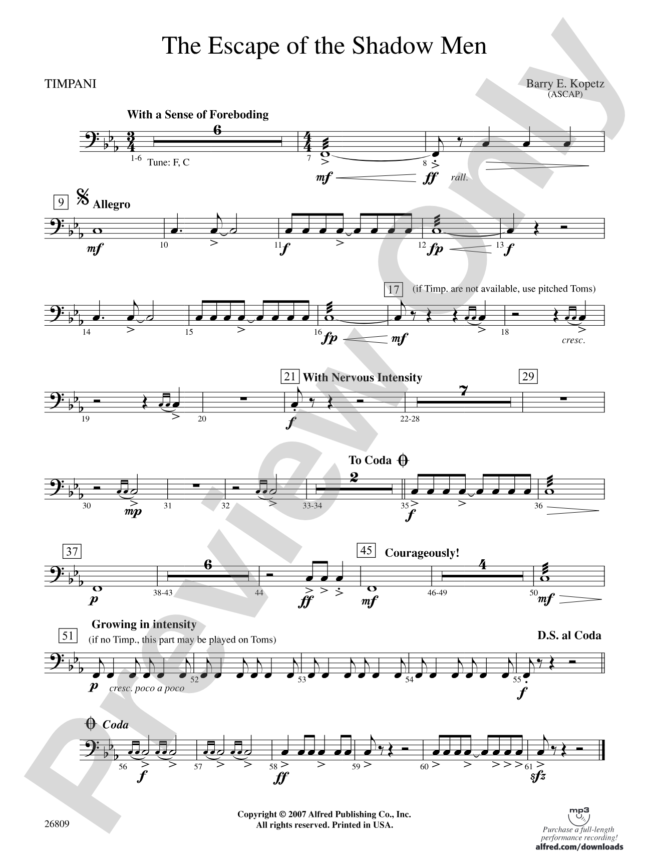 The Escape of the Shadow Men: Timpani