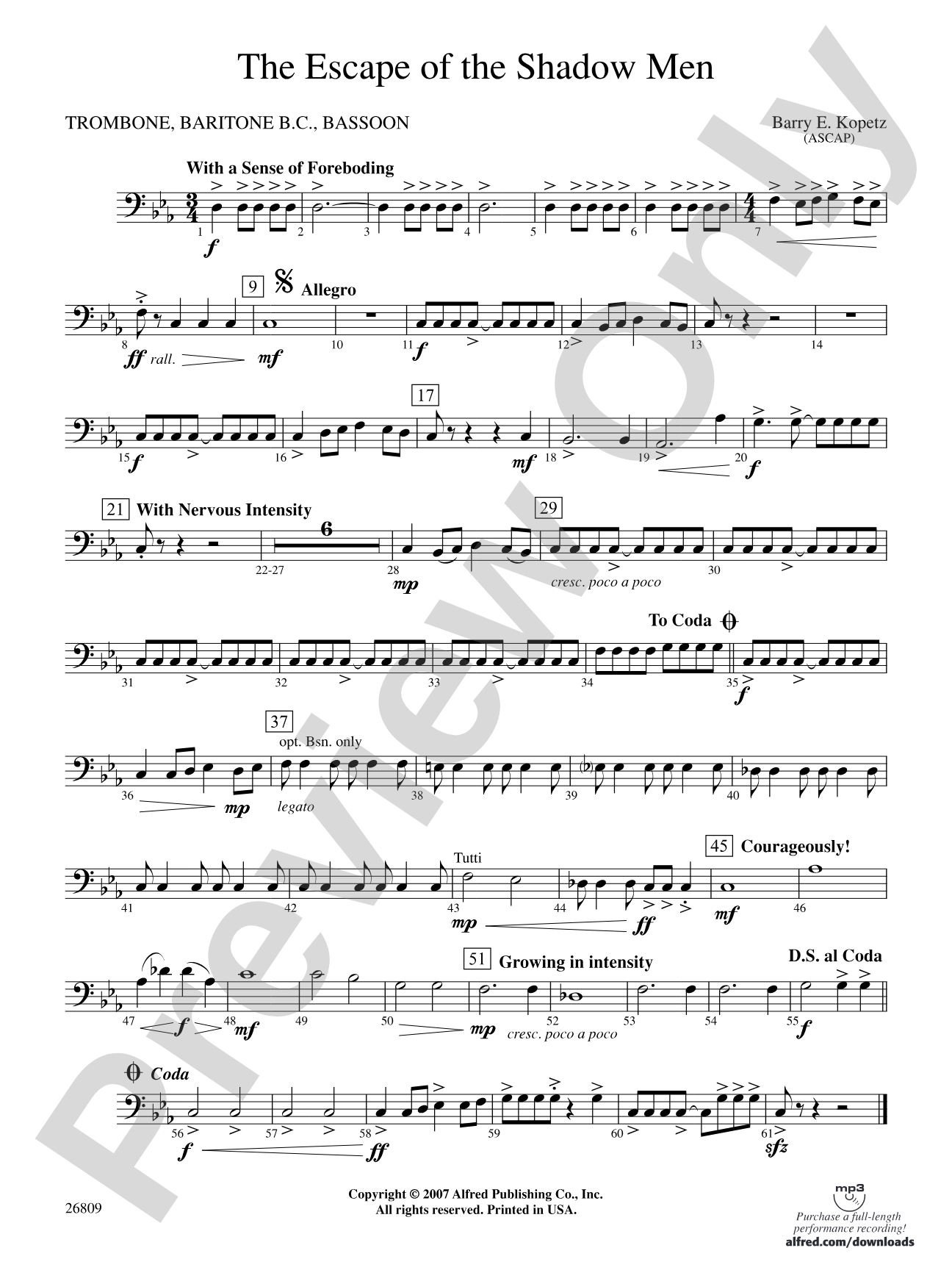 The Escape of the Shadow Men: 1st Trombone