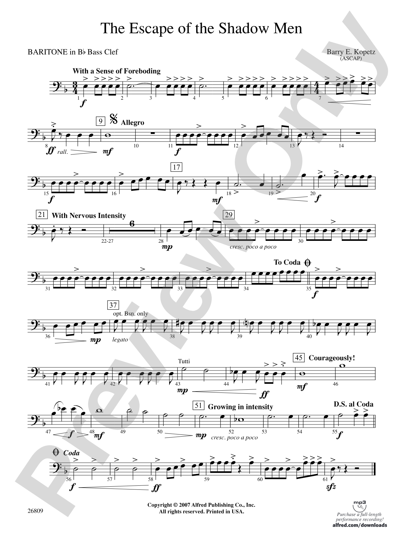The Escape of the Shadow Men: (wp) B-flat Baritone B.C.