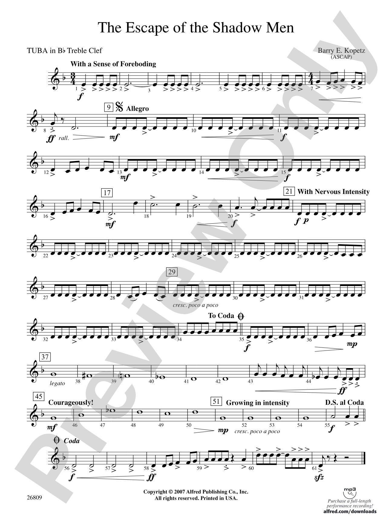 The Escape of the Shadow Men: (wp) B-flat Tuba T.C.
