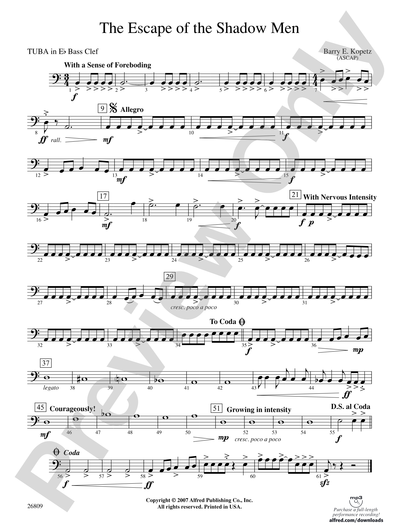 The Escape of the Shadow Men: (wp) E-flat Tuba B.C.