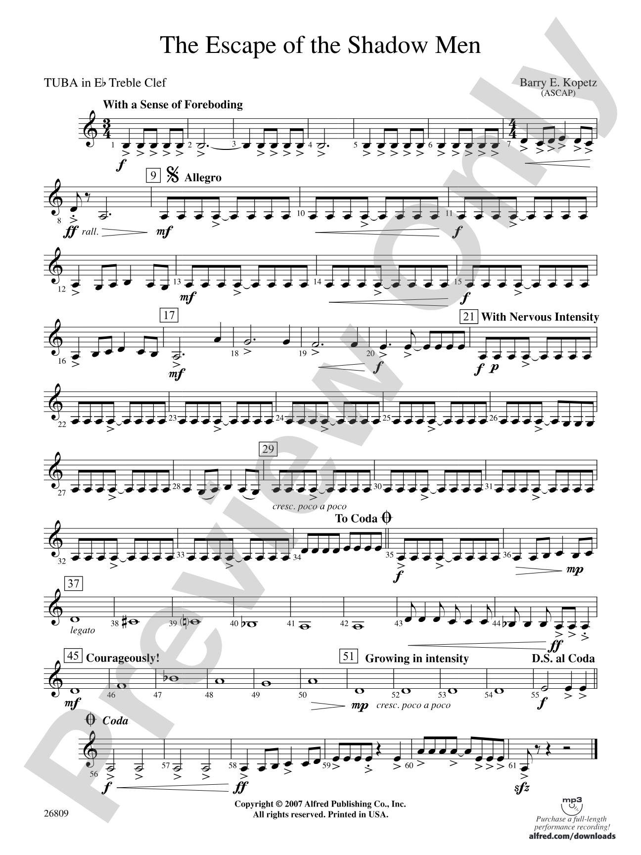 The Escape of the Shadow Men: (wp) E-flat Tuba T.C.