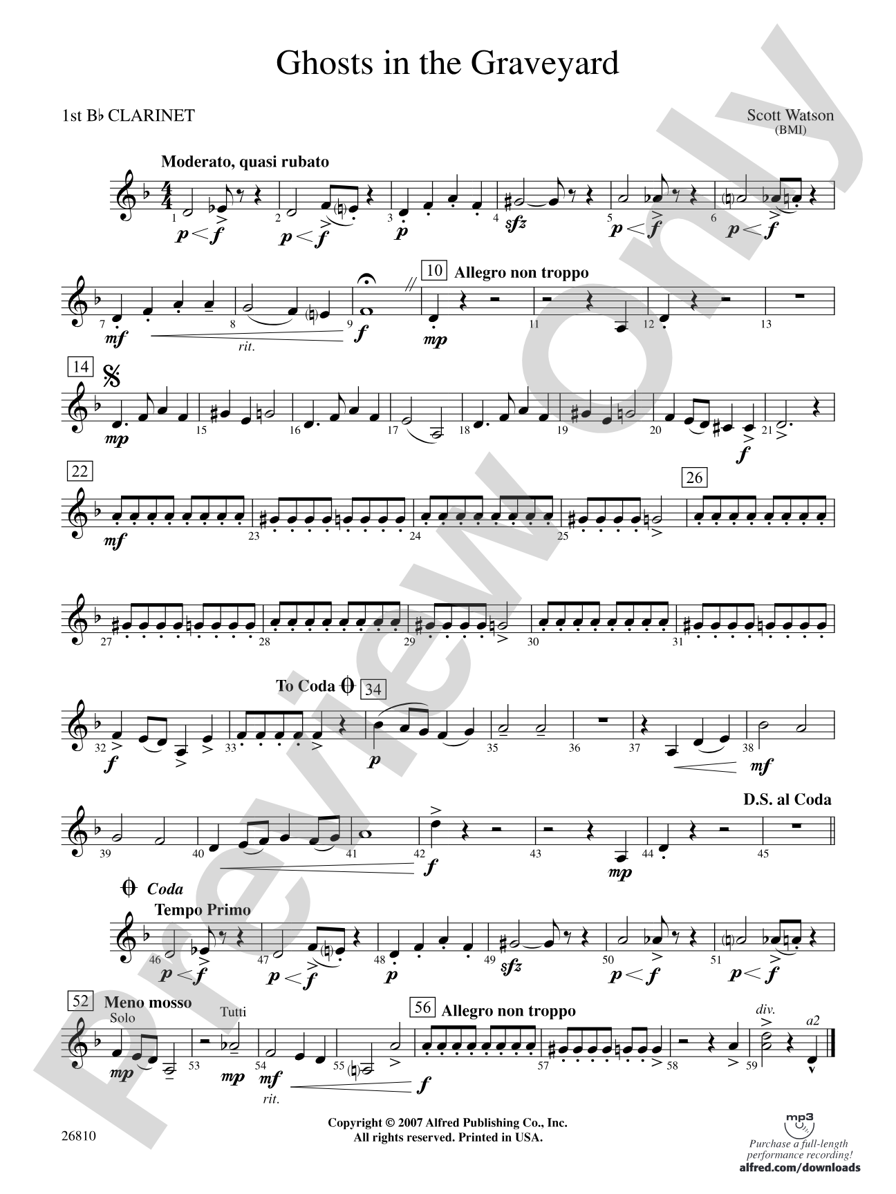 Ghosts in the Graveyard: 1st B-flat Clarinet