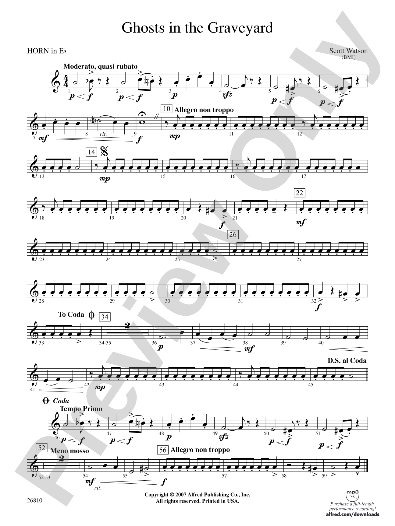 Ghosts in the Graveyard: (wp) 1st Horn in E-flat