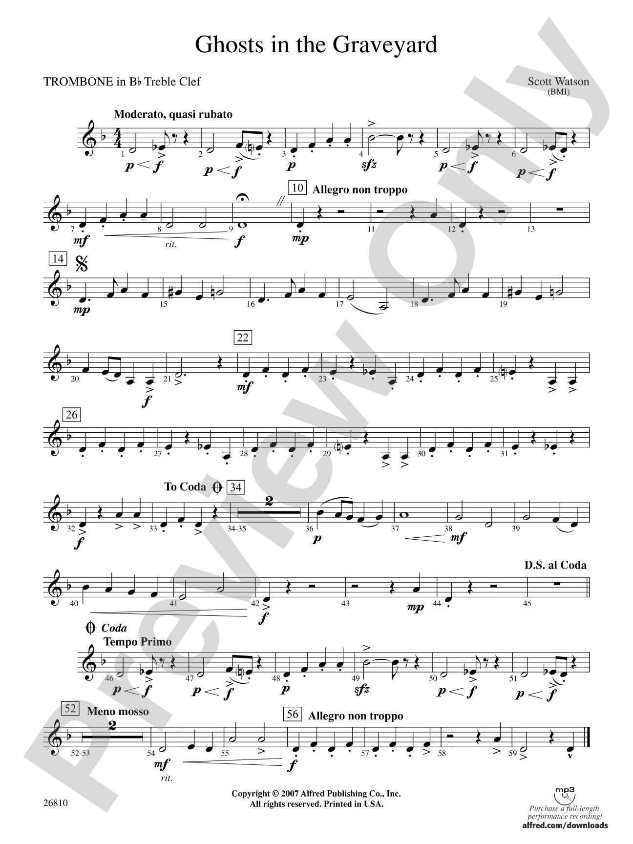 Ghosts in the Graveyard: (wp) 1st B-flat Trombone T.C.