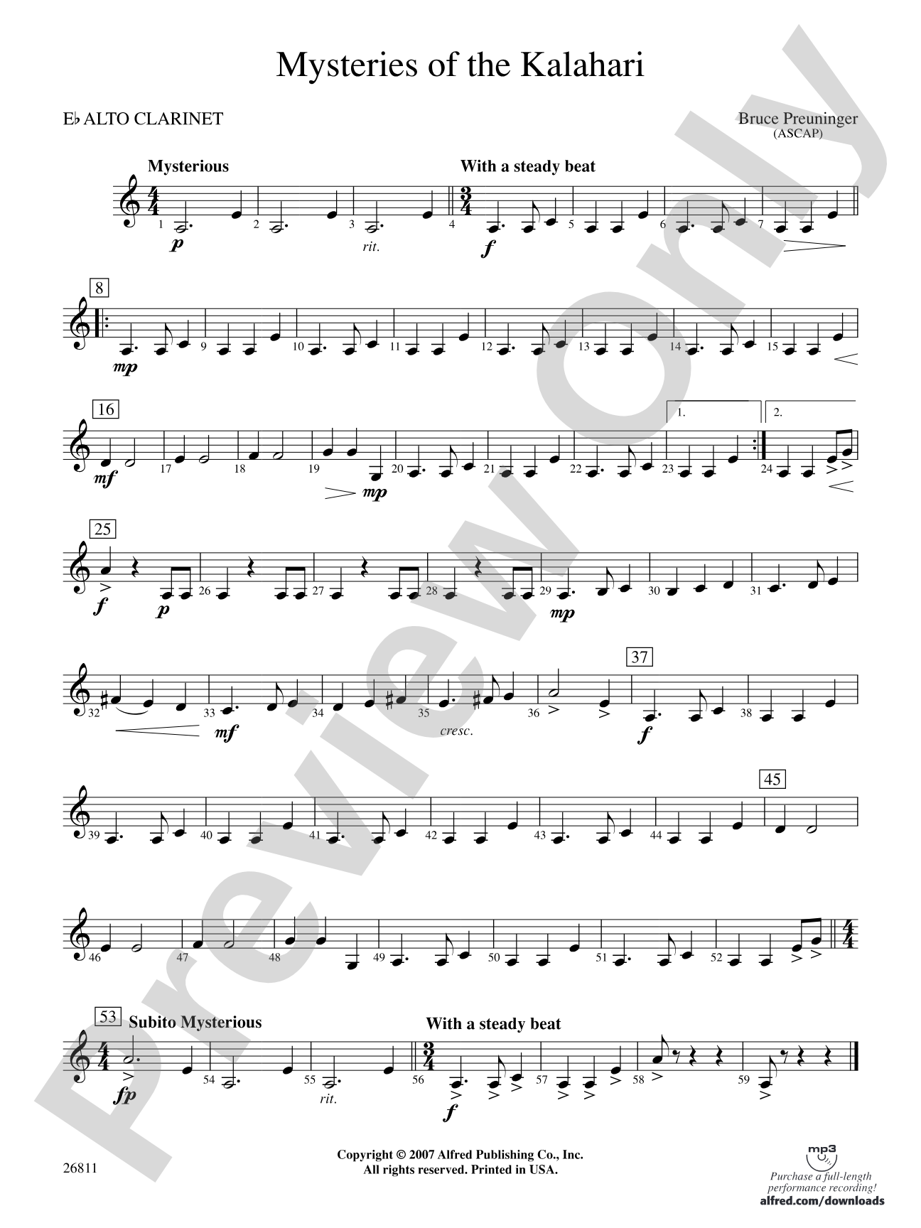 Mysteries of the Kalahari: E-flat Alto Clarinet