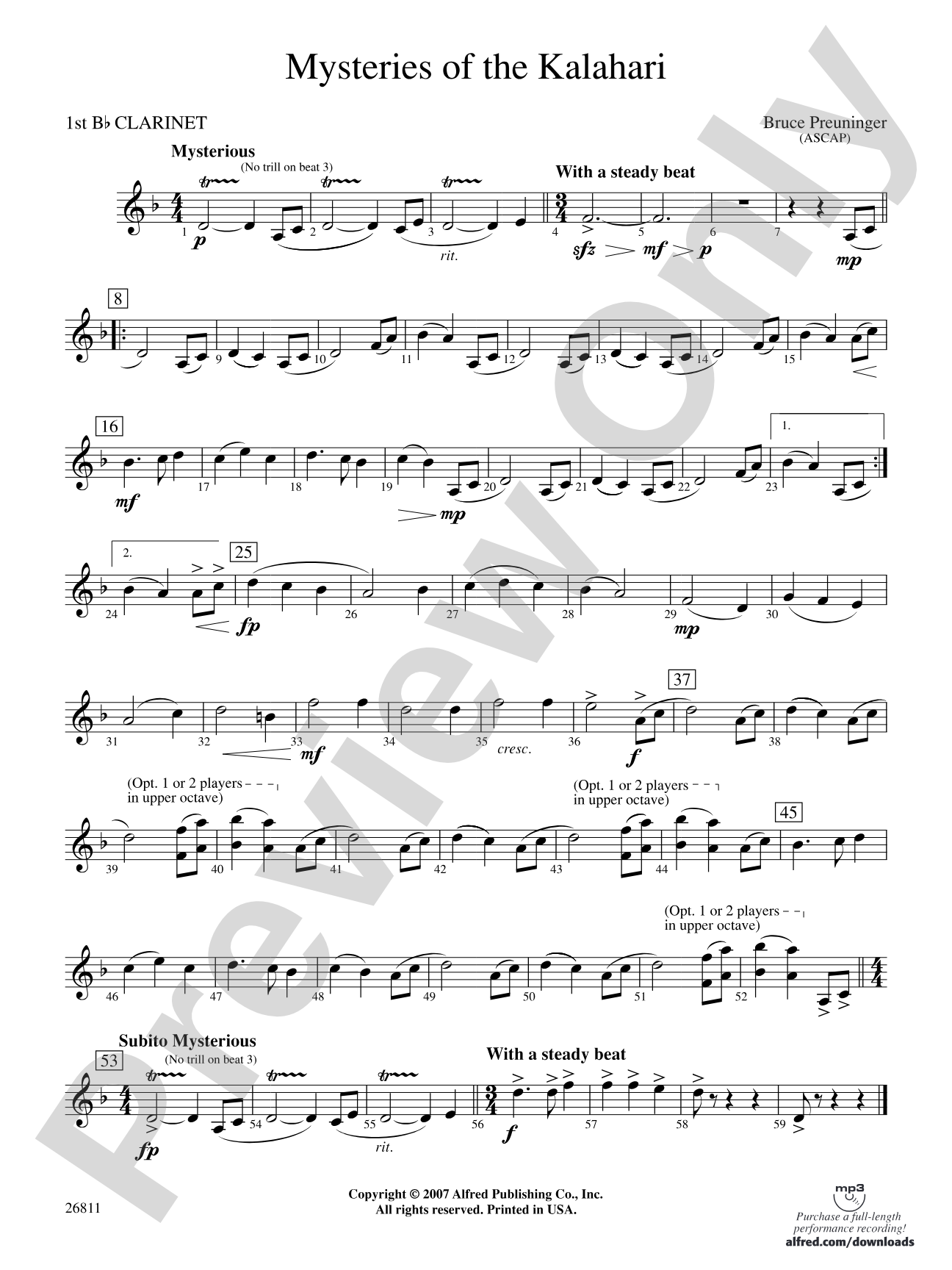 Mysteries of the Kalahari: 1st B-flat Clarinet