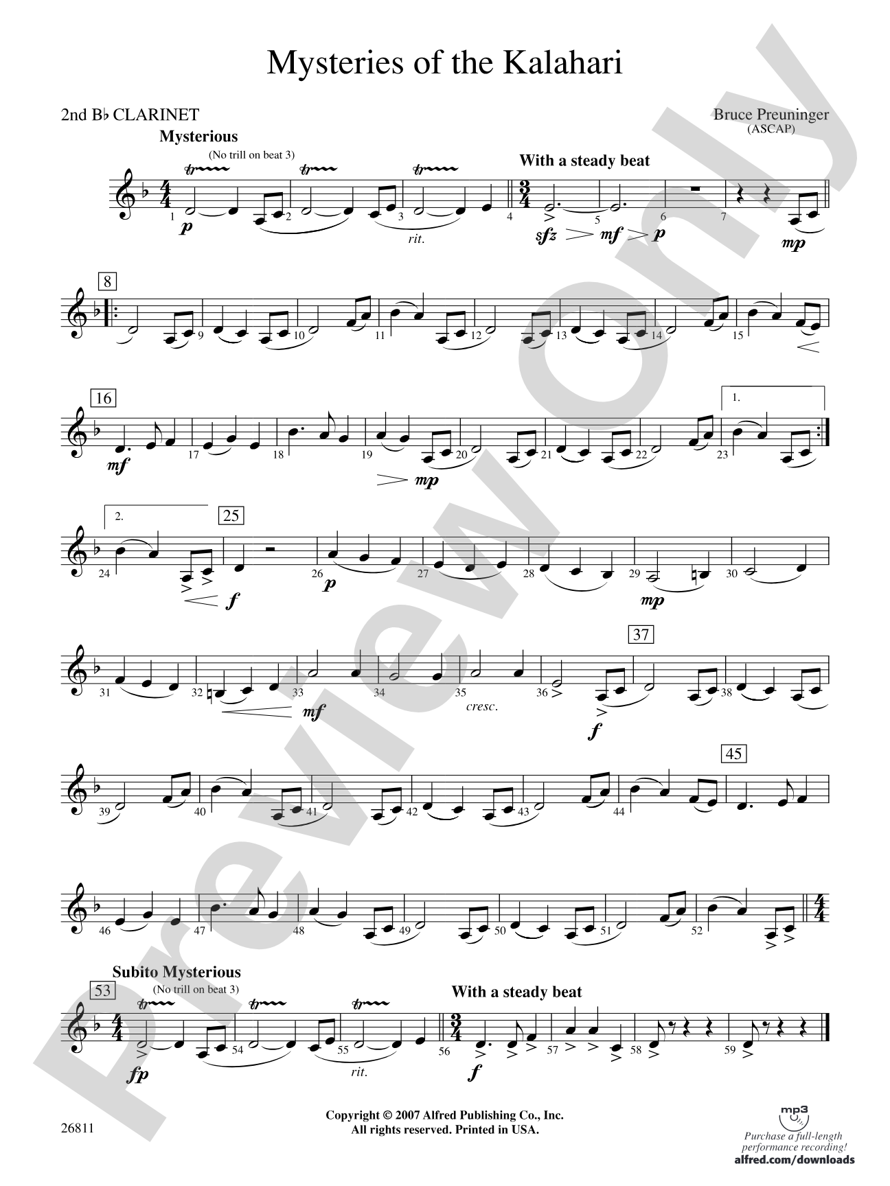 Mysteries of the Kalahari: 2nd B-flat Clarinet