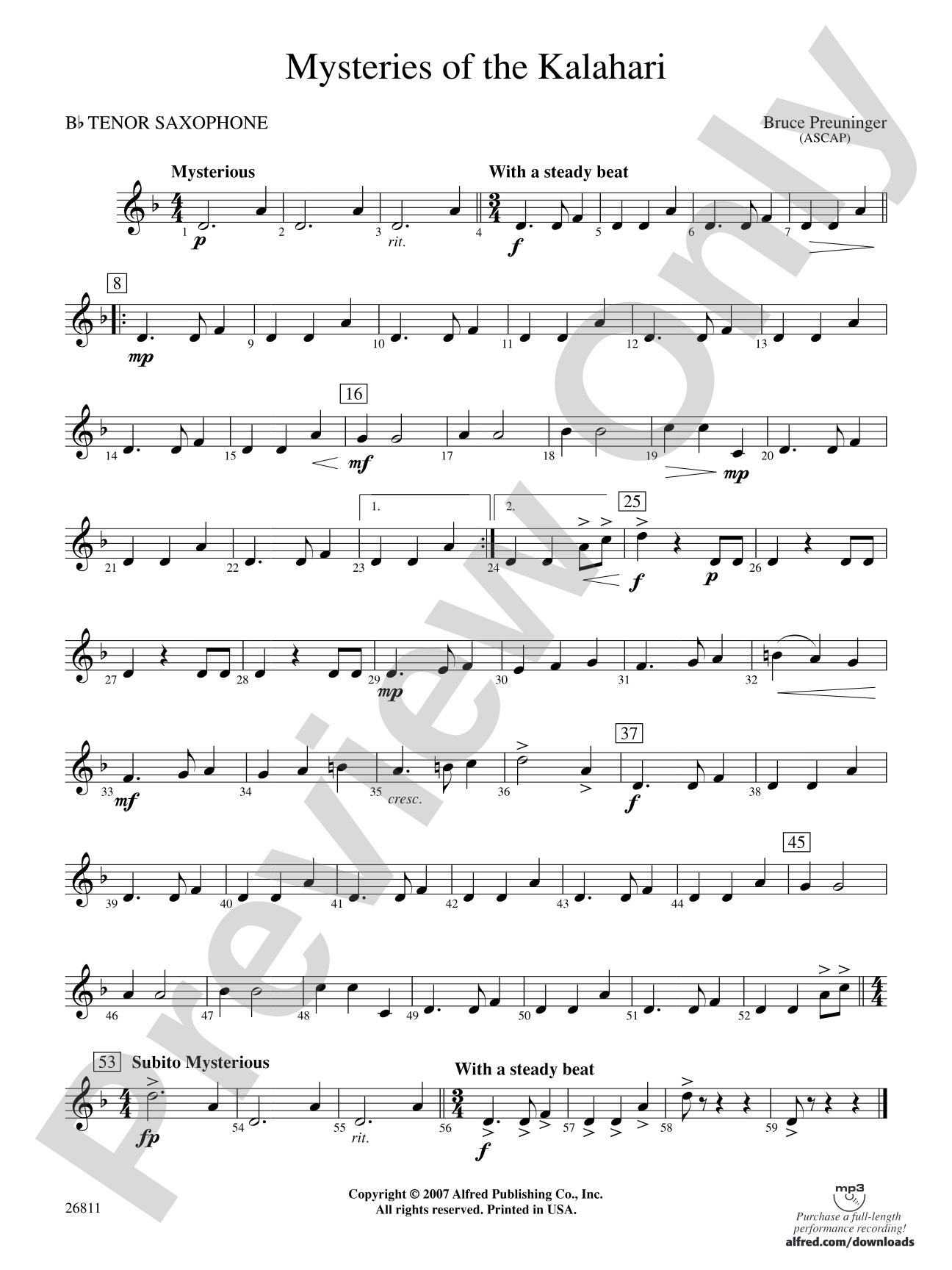 Mysteries of the Kalahari: B-flat Tenor Saxophone