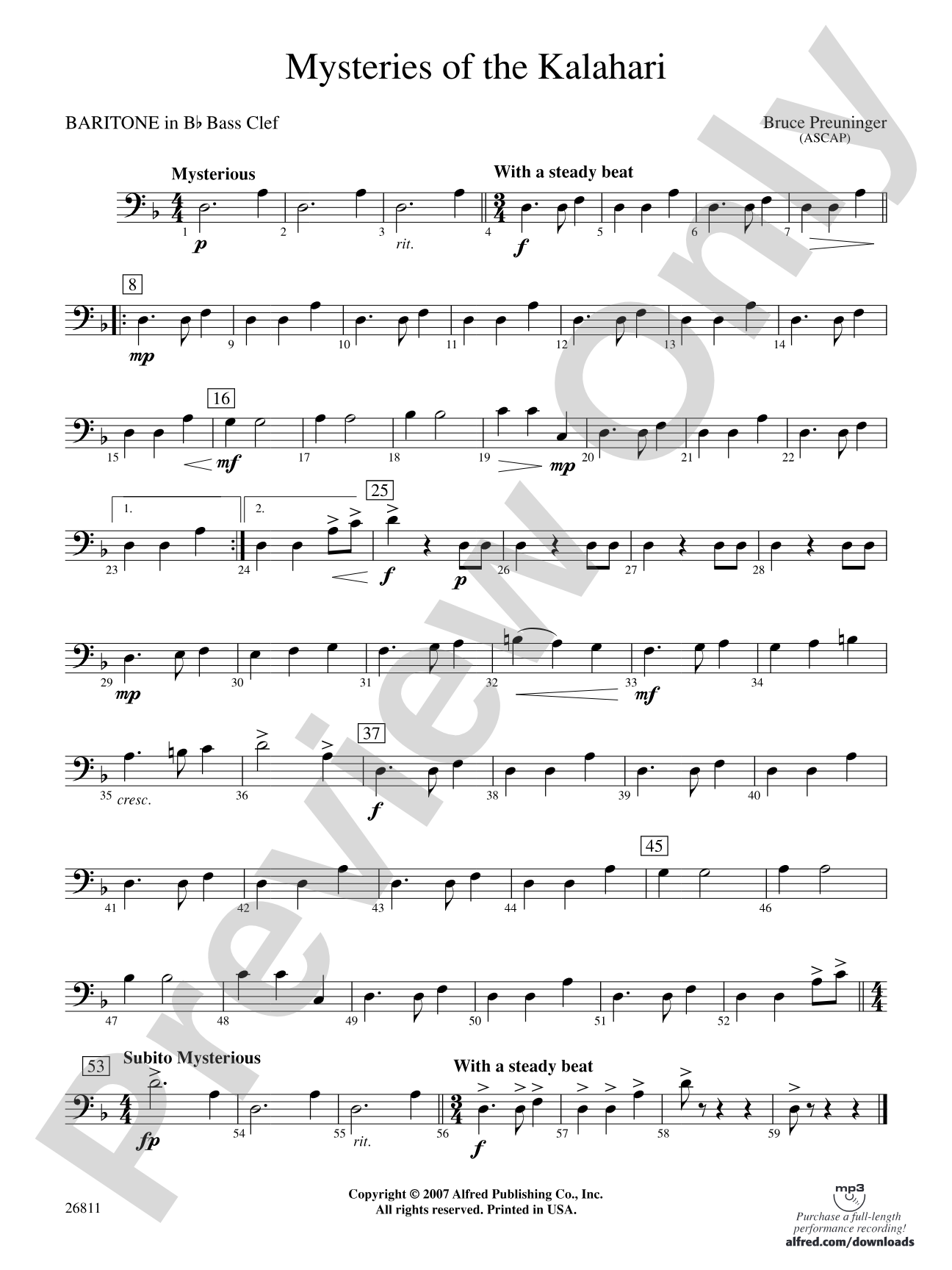 Mysteries of the Kalahari: (wp) B-flat Baritone B.C.