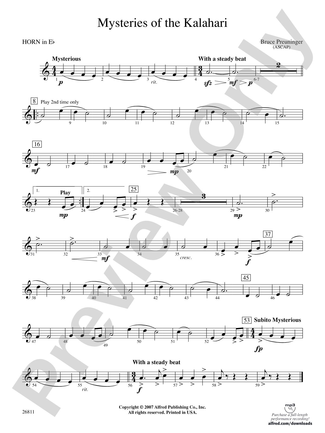 Mysteries of the Kalahari: (wp) 1st Horn in E-flat