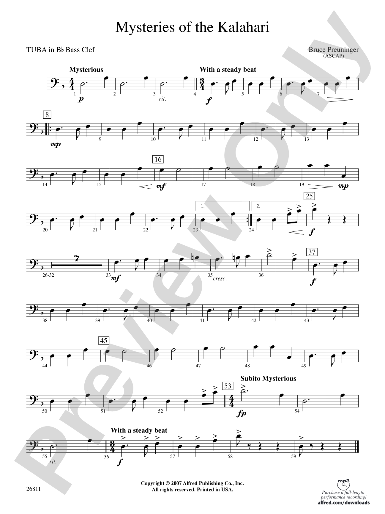 Mysteries of the Kalahari: (wp) B-flat Tuba B.C.