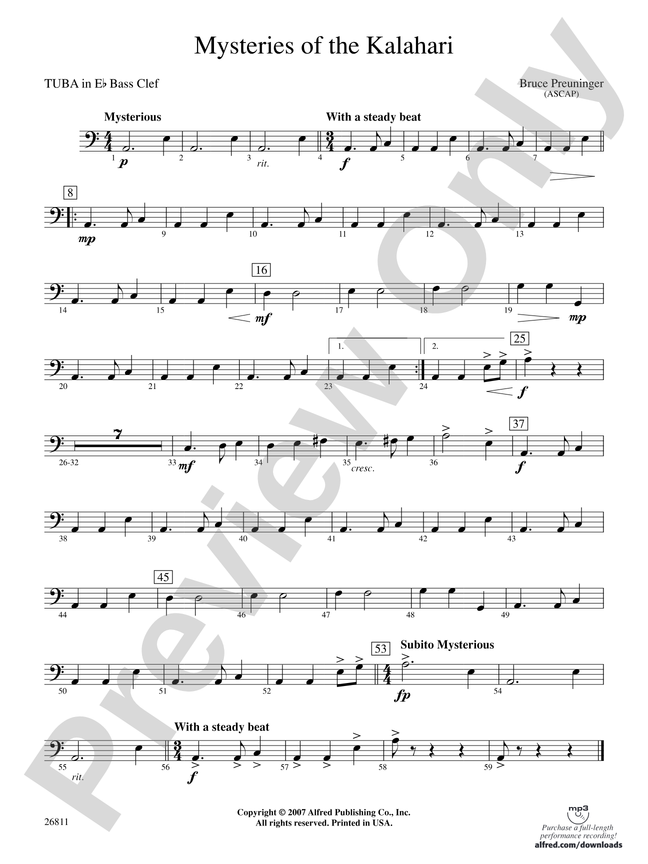 Mysteries of the Kalahari: (wp) E-flat Tuba B.C.