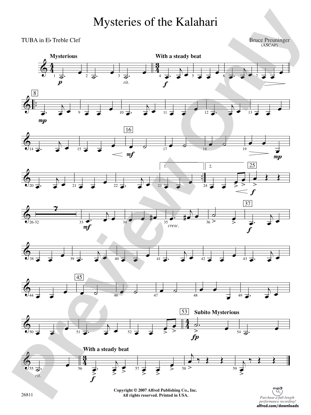 Mysteries of the Kalahari: (wp) E-flat Tuba T.C.