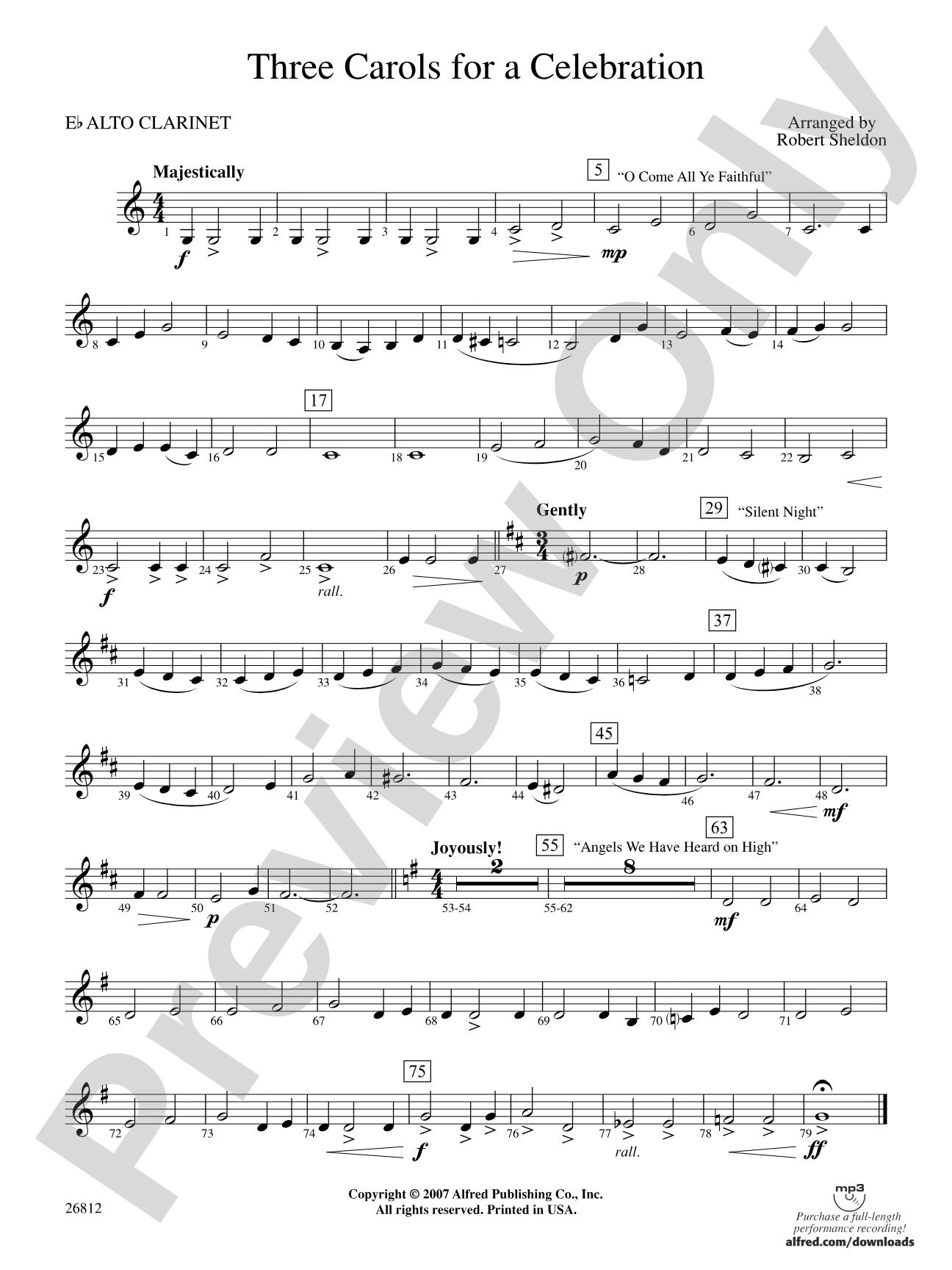 Three Carols for a Celebration: E-flat Alto Clarinet