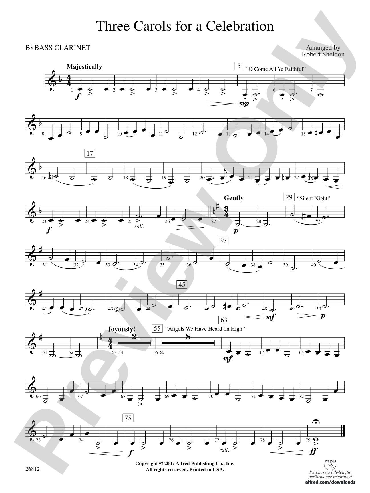 Three Carols for a Celebration: B-flat Bass Clarinet