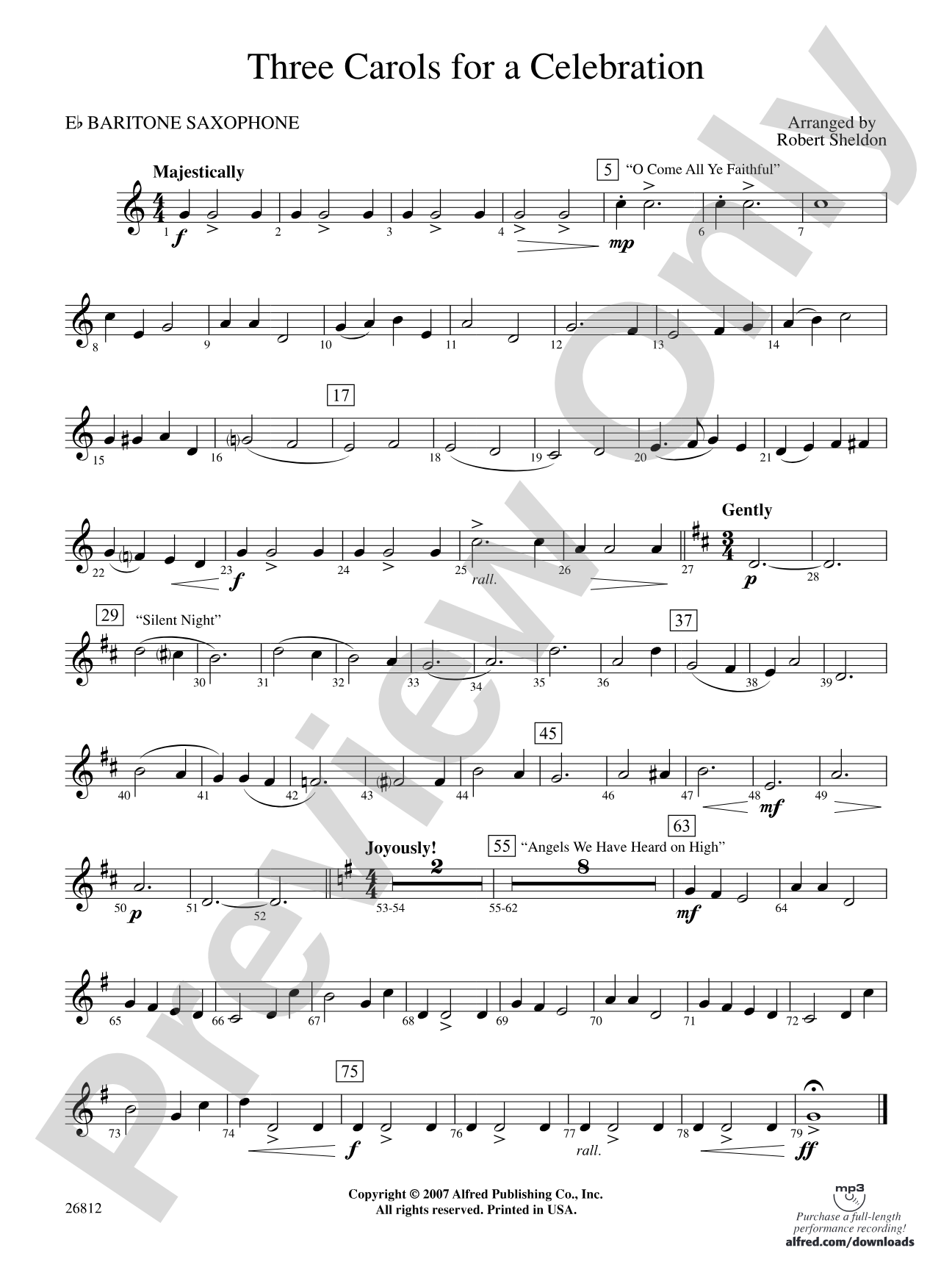 Three Carols for a Celebration: E-flat Baritone Saxophone