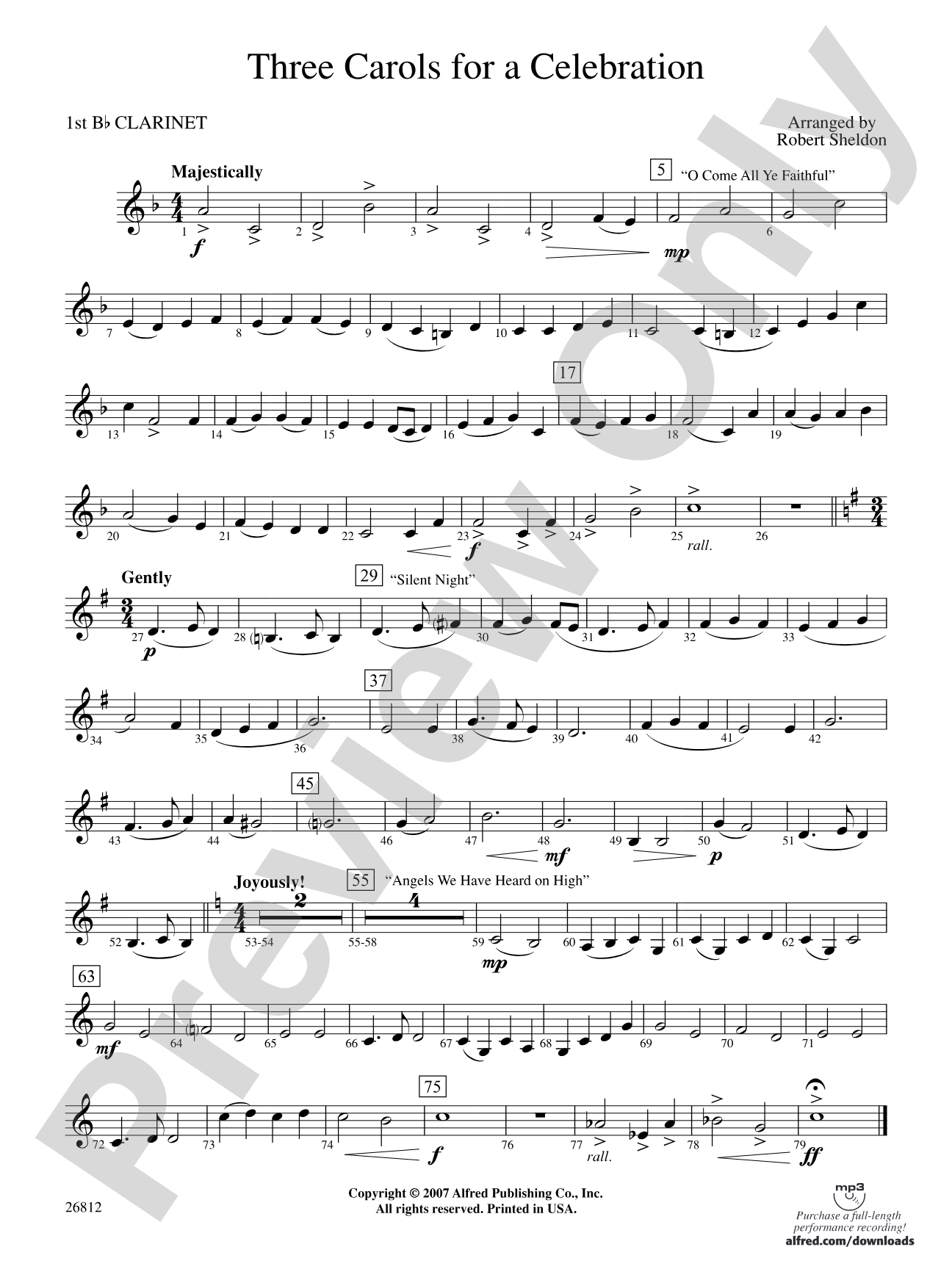 Three Carols for a Celebration: 1st B-flat Clarinet