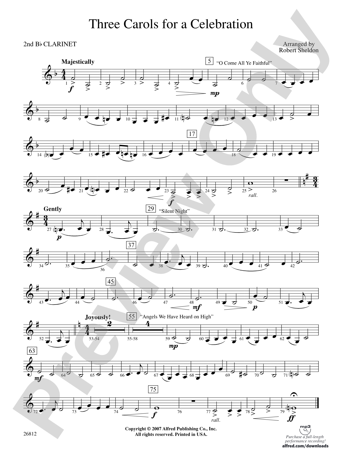 Three Carols for a Celebration: 2nd B-flat Clarinet