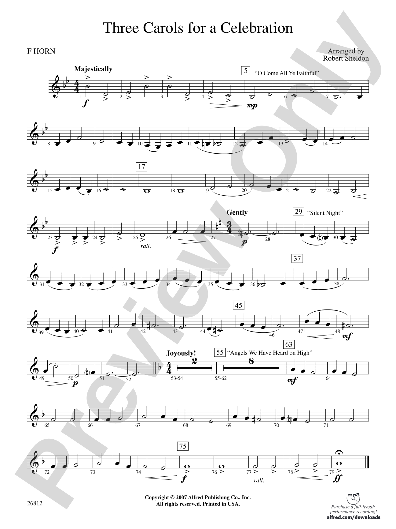 Three Carols for a Celebration: 1st F Horn