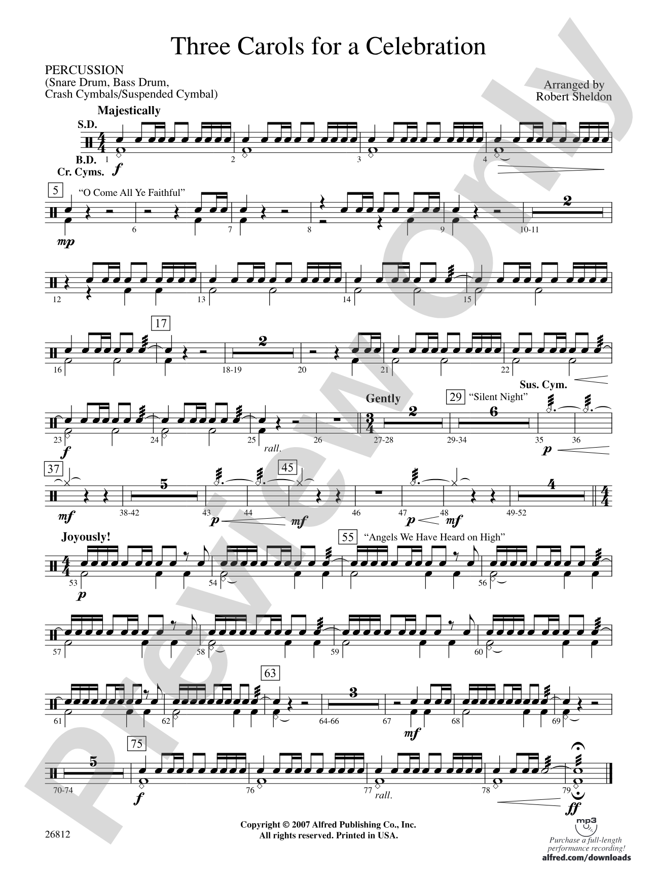 Three Carols for a Celebration: 1st Percussion