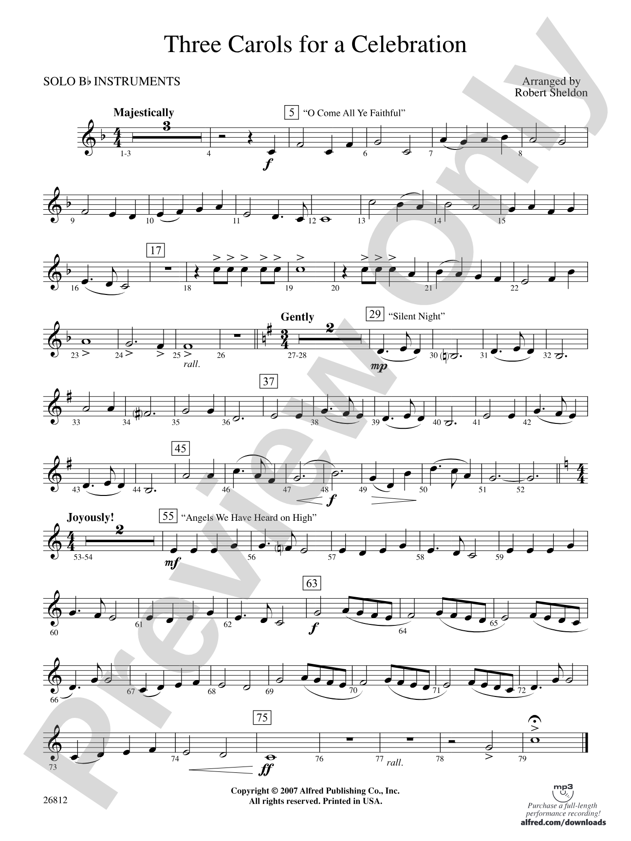 Three Carols for a Celebration: Solo B-flat instrument