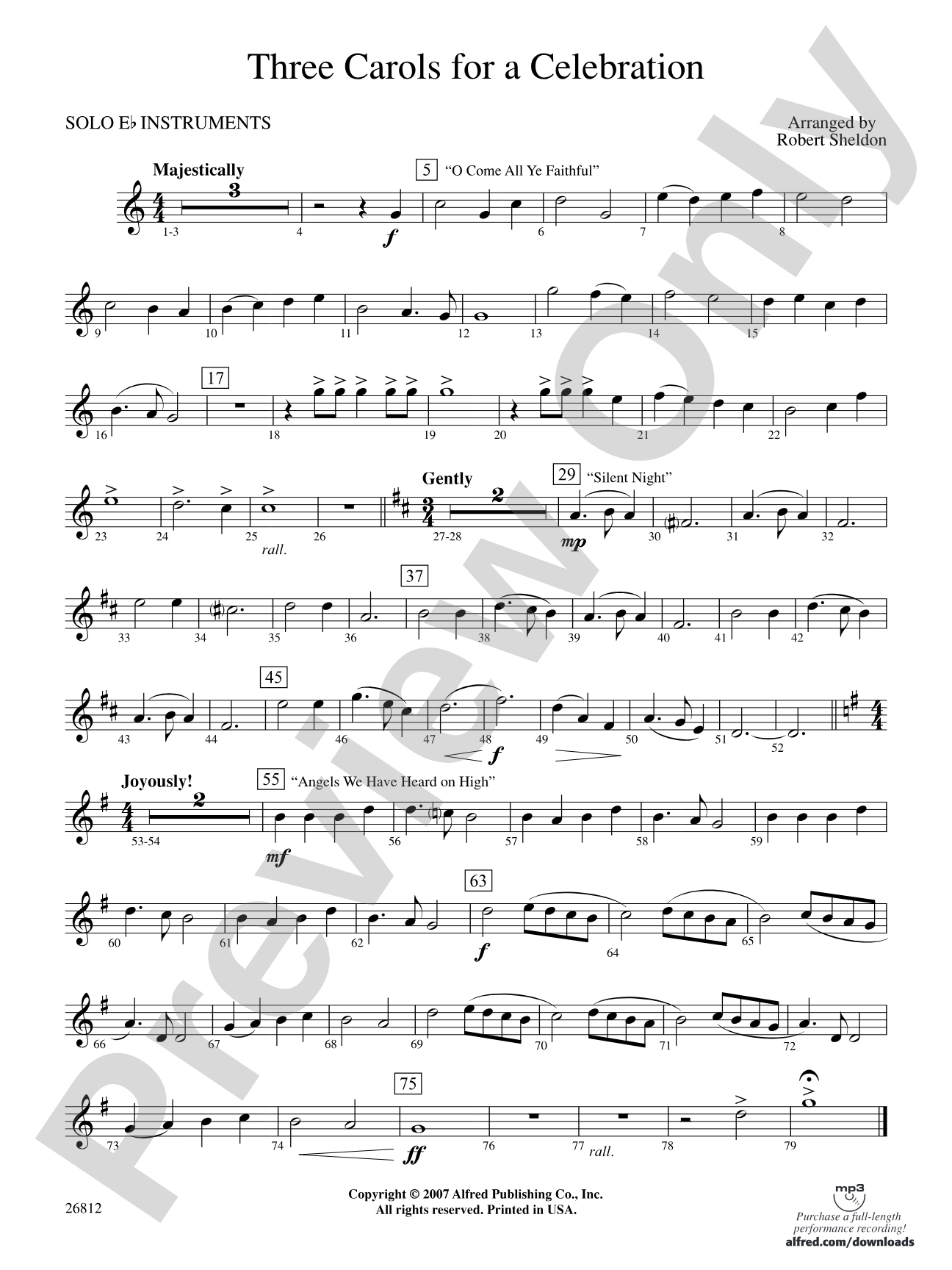 Three Carols for a Celebration: Solo E-flat Instrument