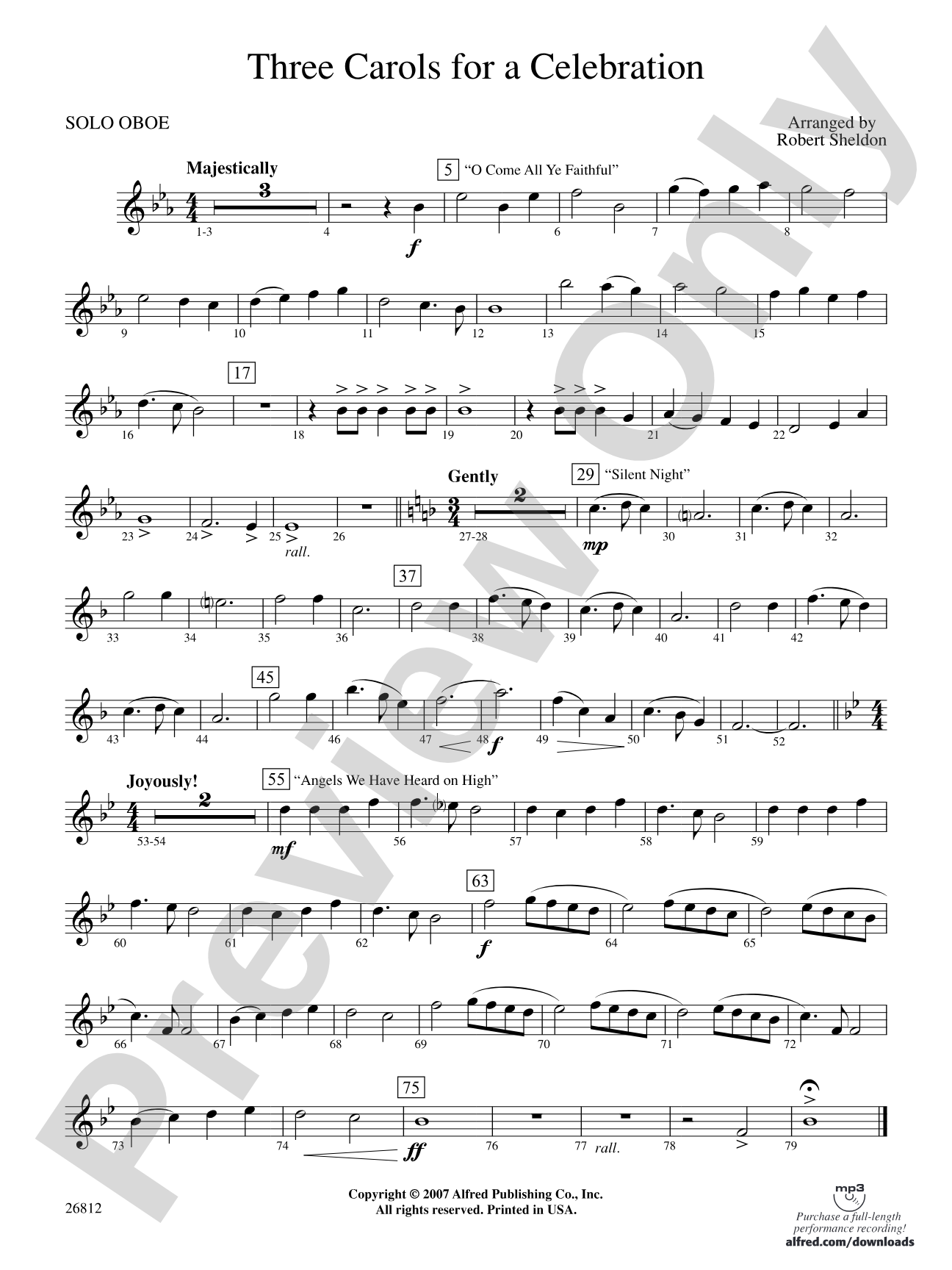 Three Carols for a Celebration: Solo Oboe