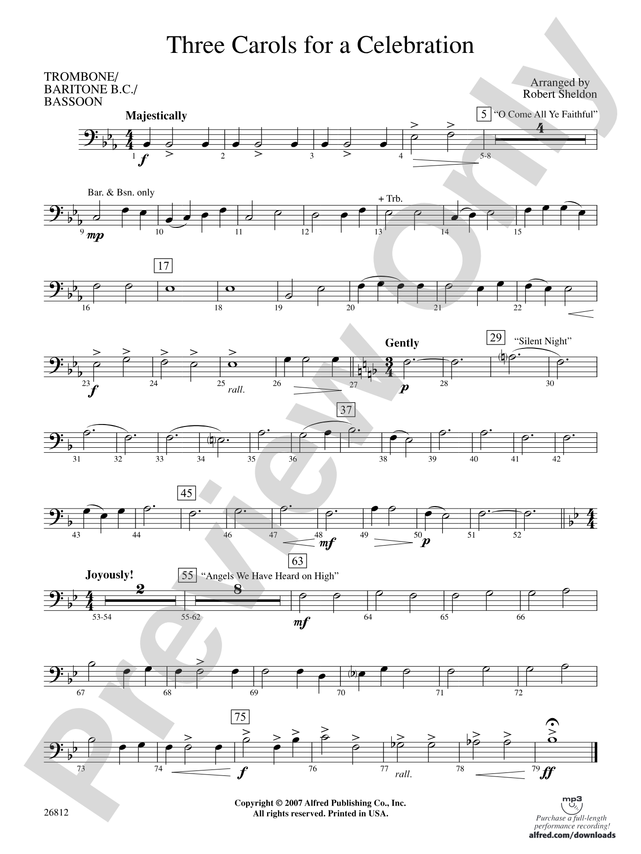 Three Carols for a Celebration: 1st Trombone