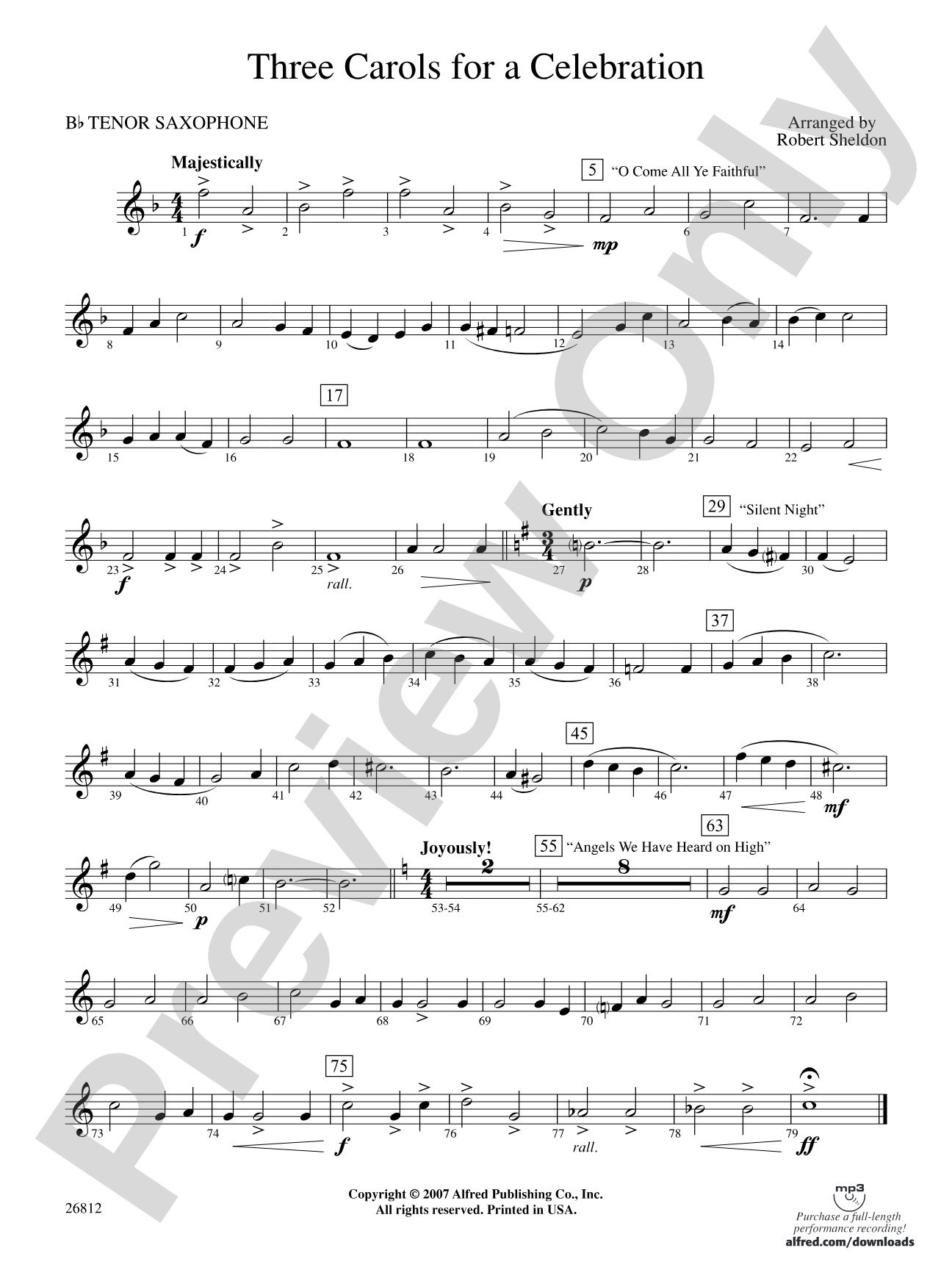 Three Carols for a Celebration: B-flat Tenor Saxophone