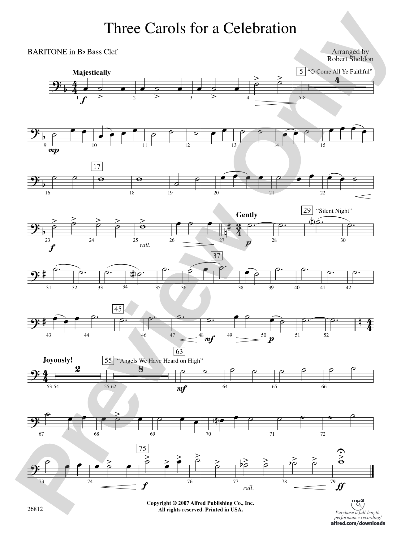 Three Carols for a Celebration: (wp) B-flat Baritone B.C.